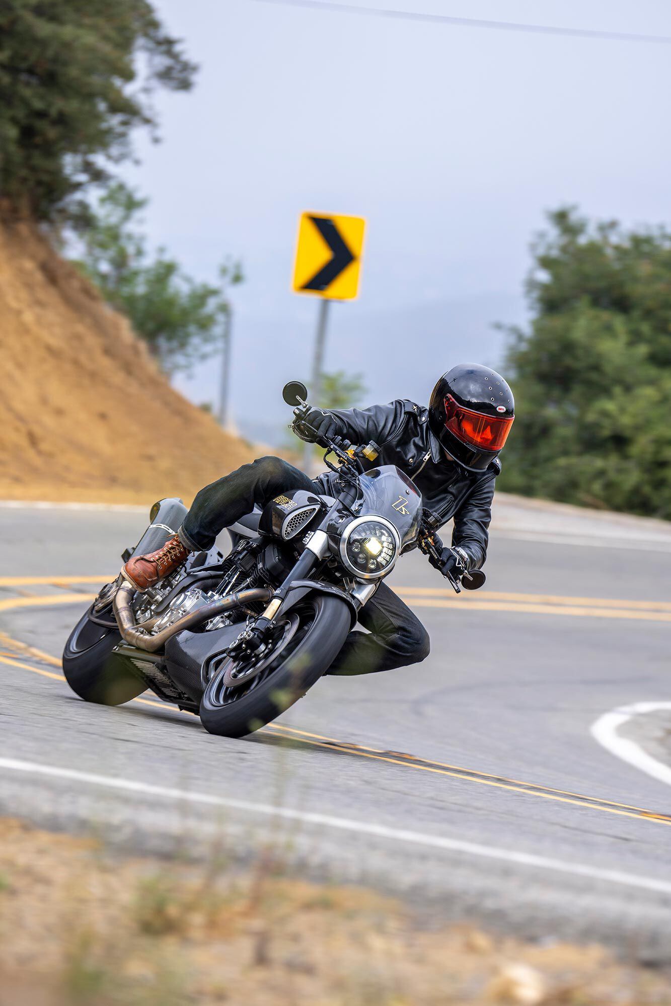 The 1s’s adaptive headlight clearly displaying its key feature in the hills above Malibu.