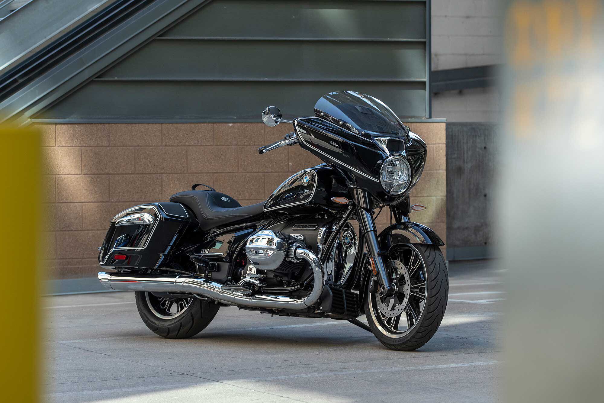 The R 18 B’s First Edition package ($2,400), pictured here, includes a chrome accessory kit, double white pinstriping, and Black Storm Metallic paint.