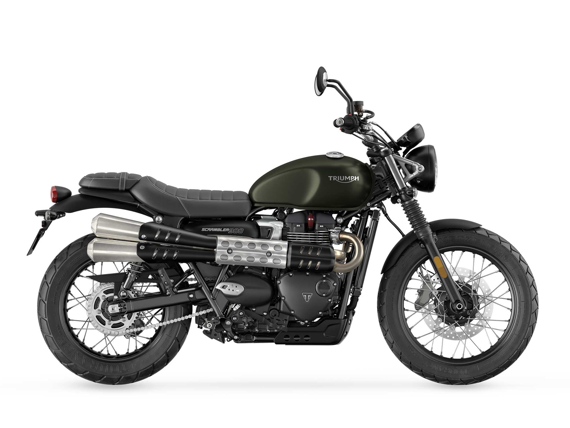 Besides Carnival Red, the Scrambler 900 is also available in a Matte Khaki color scheme for 2023.