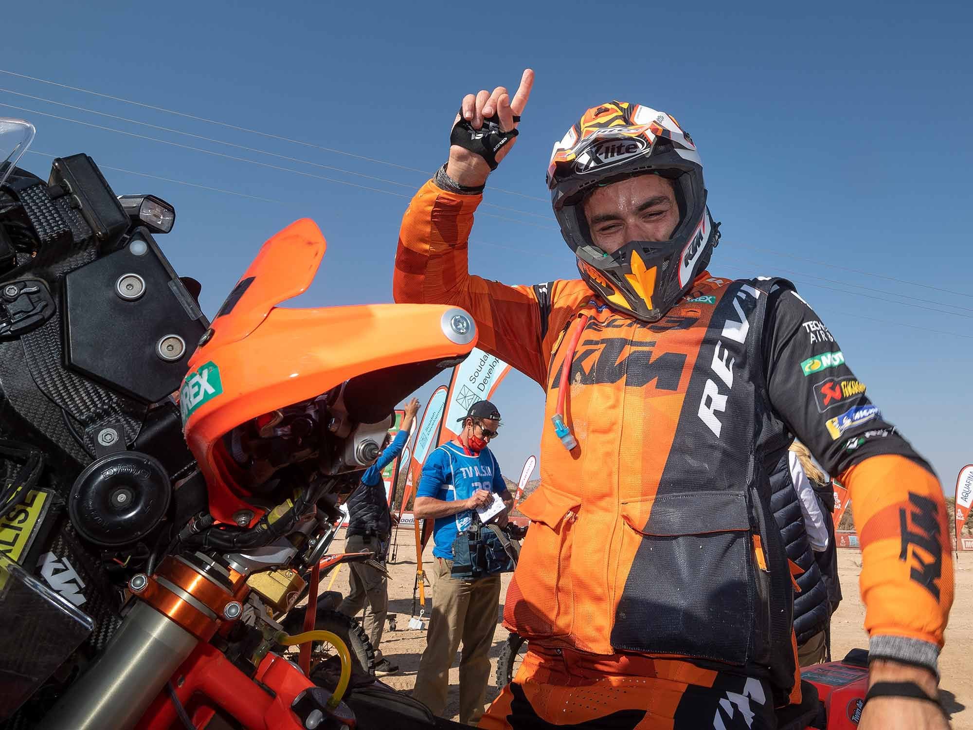 Petrucci celebrated each day of the Dakar.