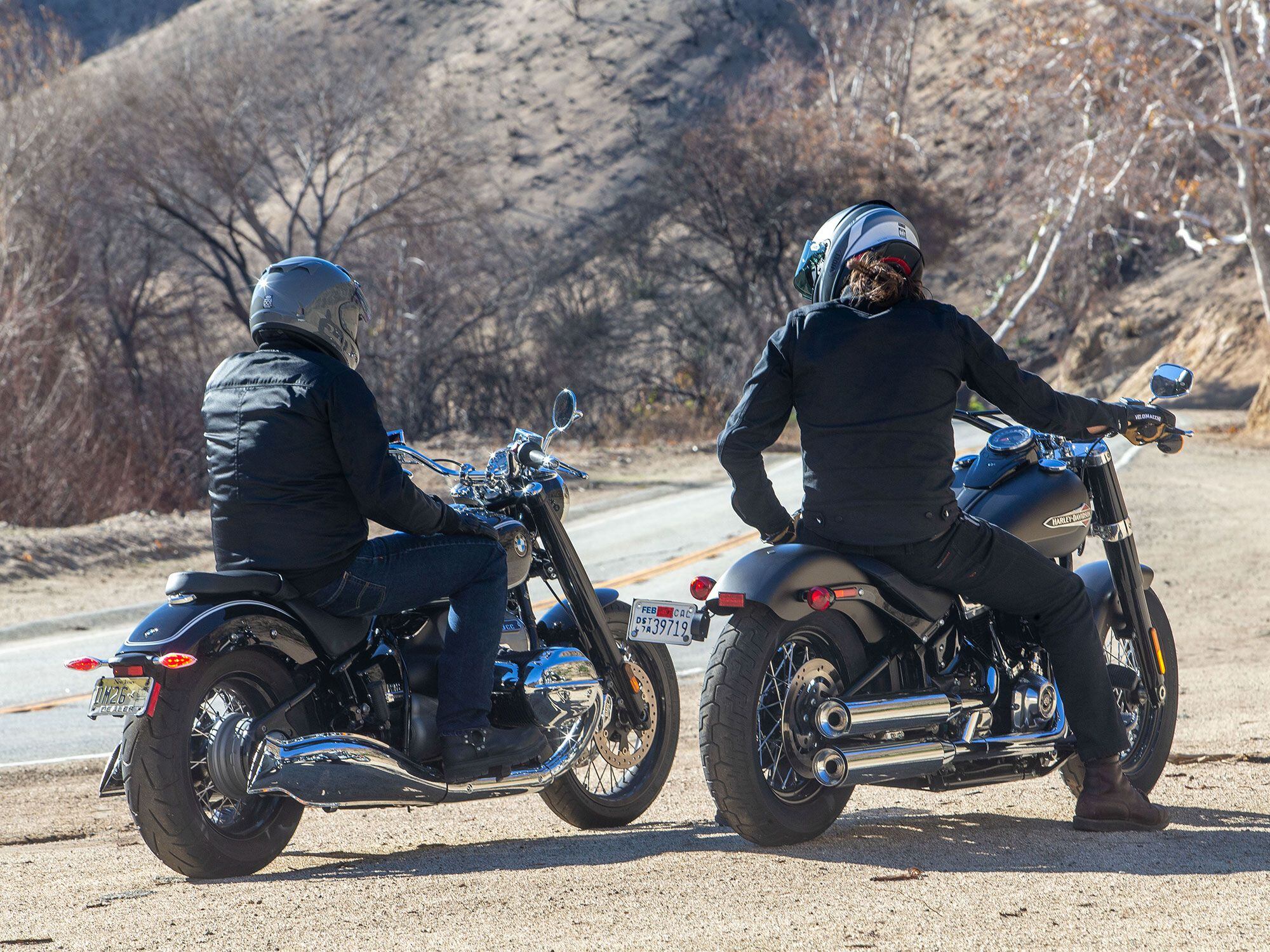 Ergonomic packages are similar on each bike, though aftermarket options are much greater on the Softail platform.