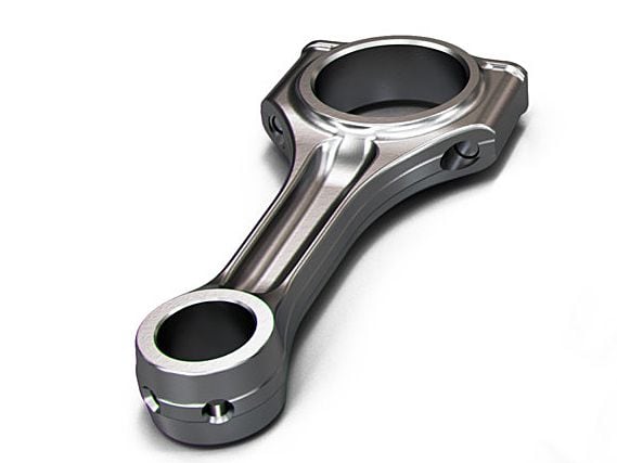 Typical connecting rods use an I-beam design to resist bending and buckling.