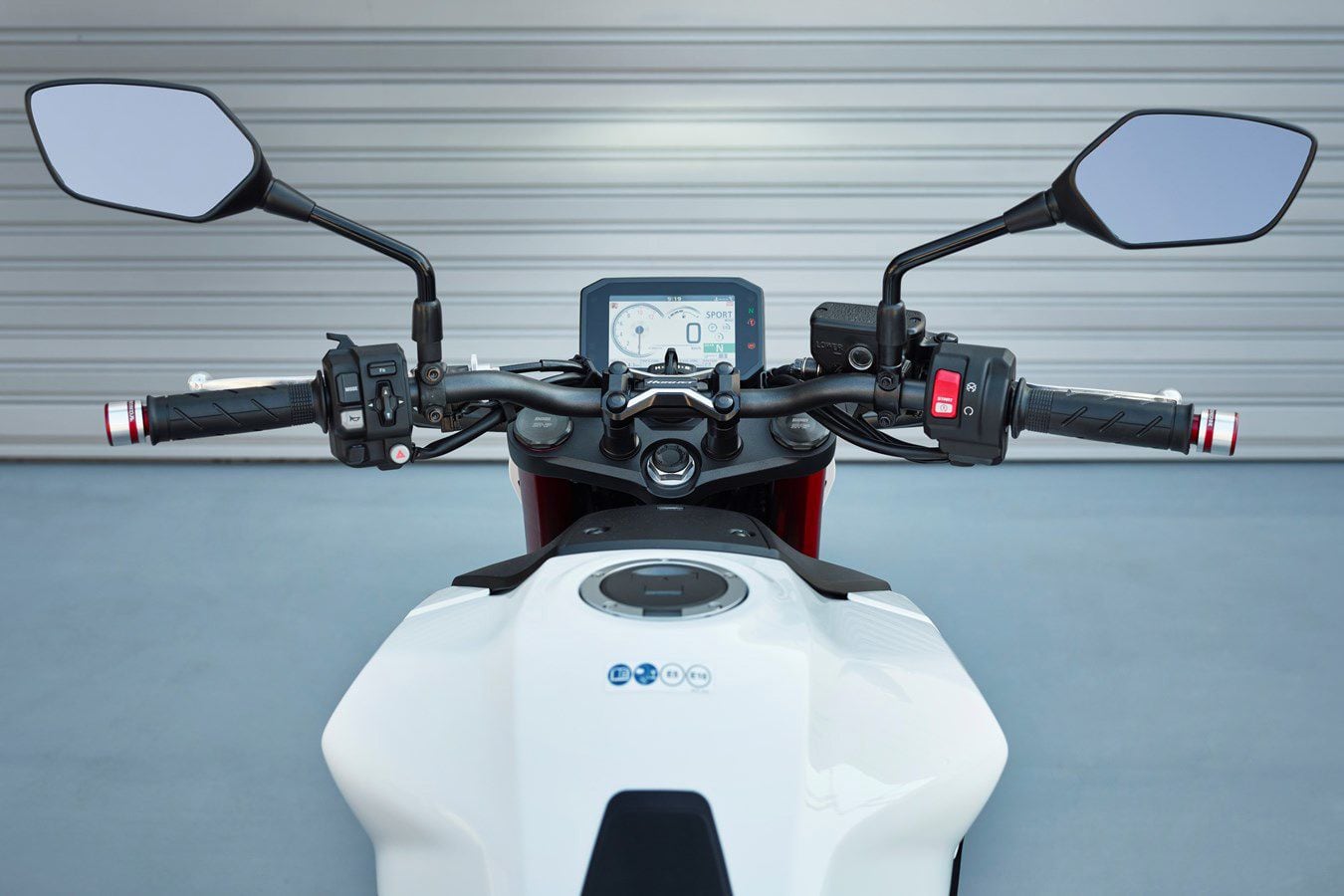 Rider’s view of the cockpit.
