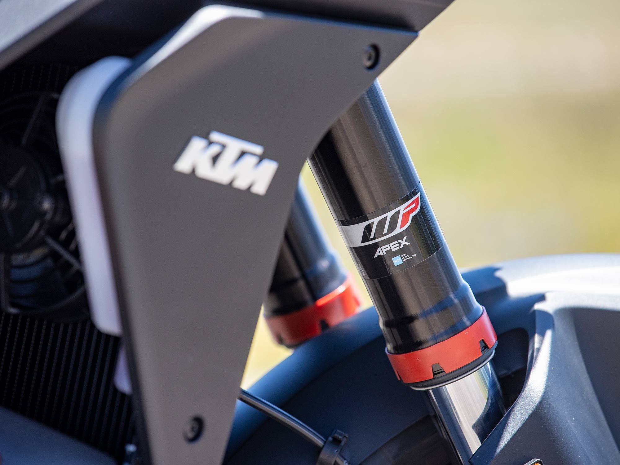Unlike the other two, KTM’s semi-active suspension is from house brand WP.