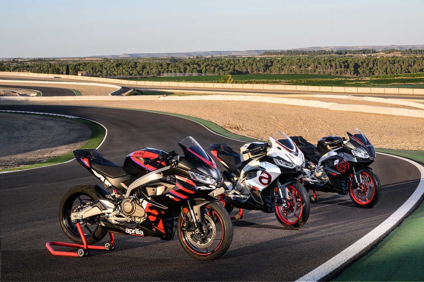 Aprilia’s RS 457 will be available in the three color schemes.