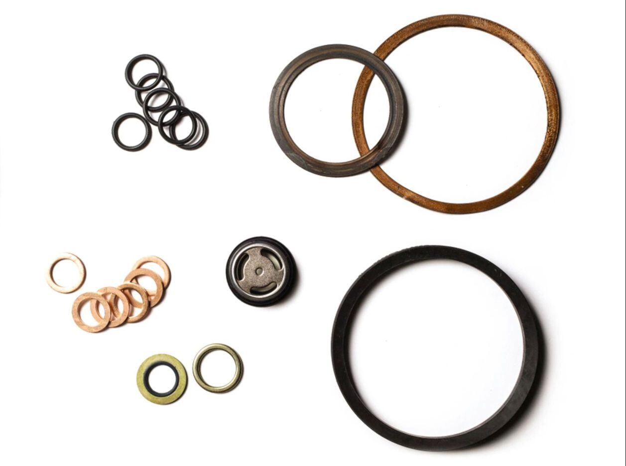 Some of the many other seal types, such as drain-plug and spark-plug washers, O-rings, and soft copper seal rings