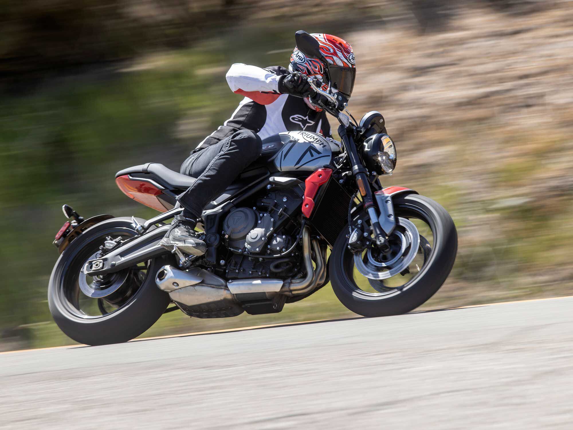 Triumph’s Trident 660 offers modern features, cool styling, and a wonderful triple powerplant for well below $9,000.