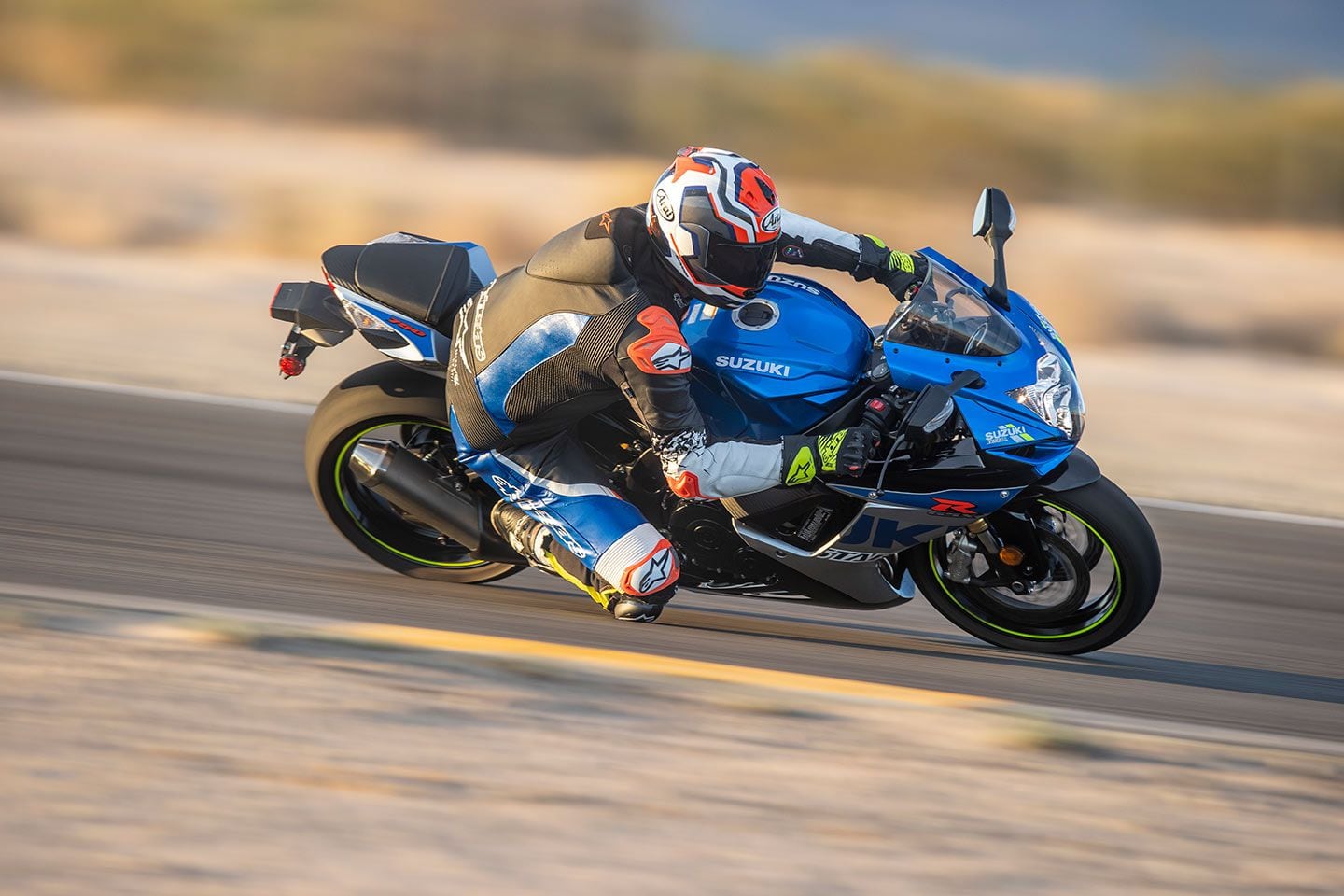 The GSX-R chassis has incredible feel and the motorcycle has a very wide setup range, meaning it works well around almost any racetrack. Combine this with an engine that makes more torque than the 600cc competition and you have a bike that’s an absolute treat for track riding. (2022 model shown.)