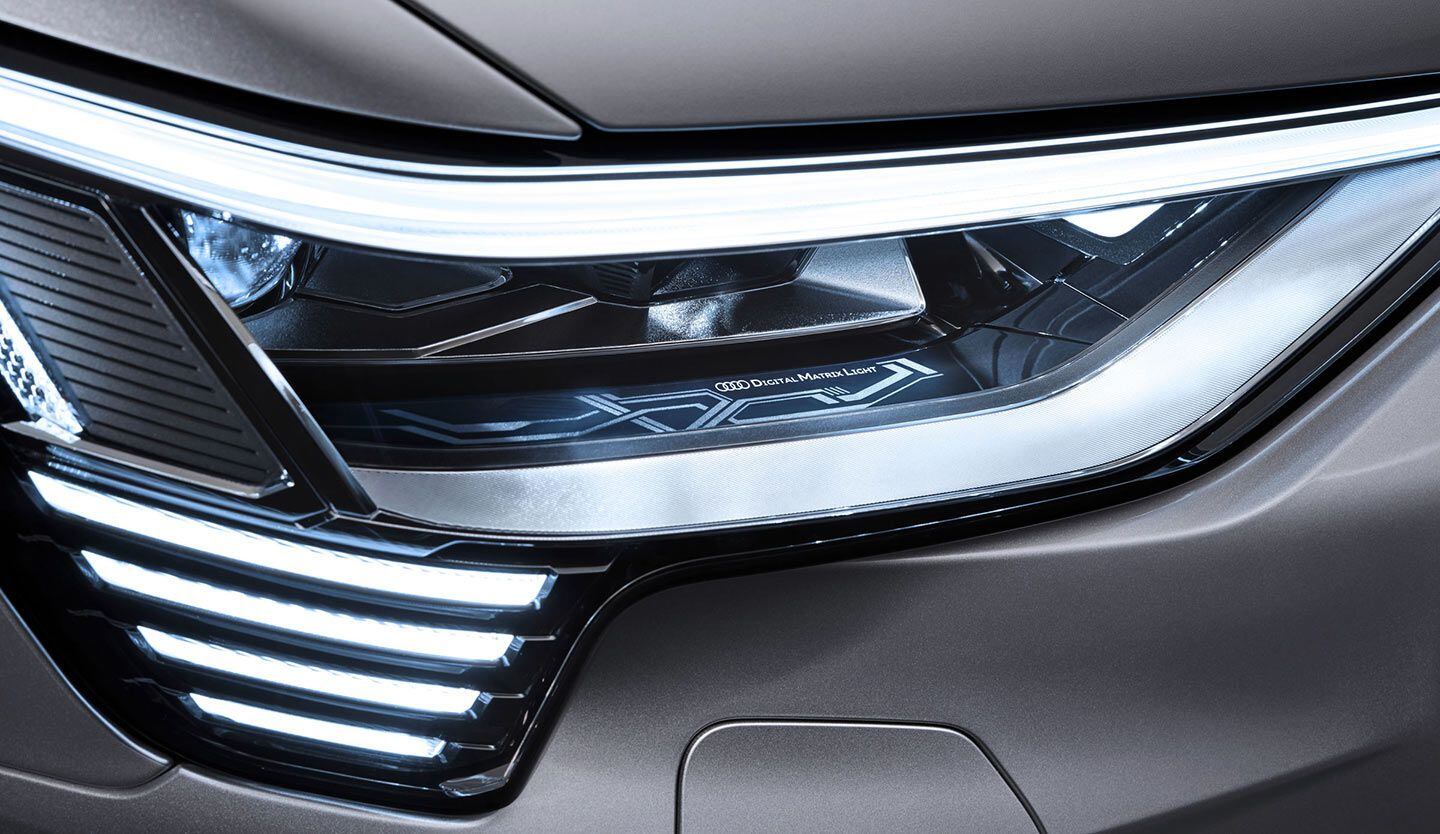 Audi uses Digital Matrix Lights that can mask part of the beam to oncoming drivers, while still illuminating the rest of the road.