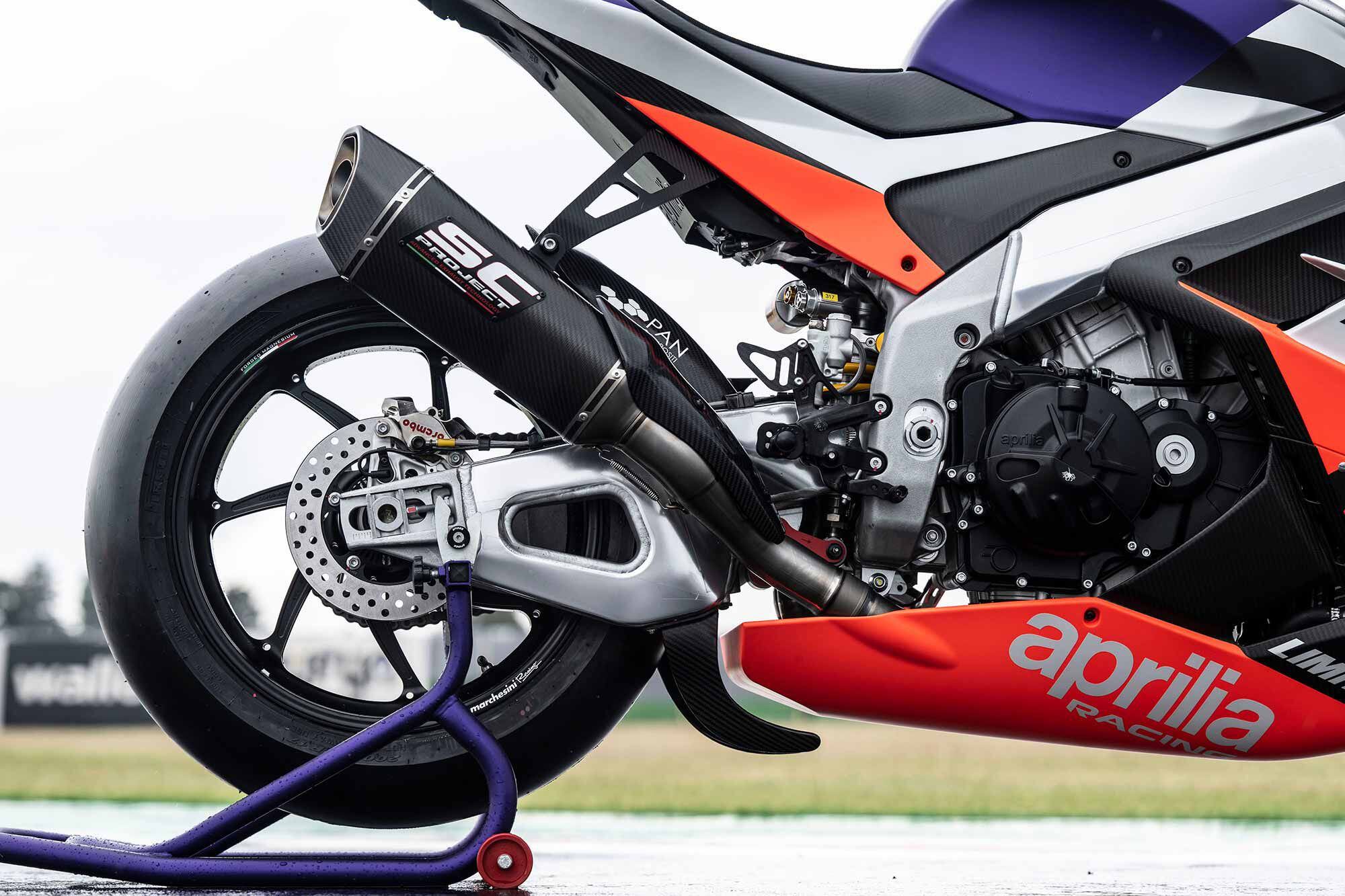 Check out that SC-Project titanium and carbon exhaust—a large factor of the 230 hp output.