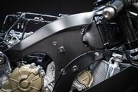 The Superleggera V4 Centenario features many carbon-fiber chassis parts—including the frame.