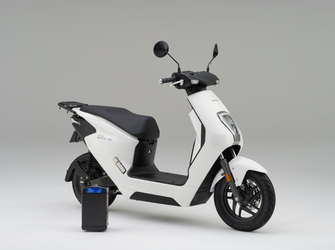 A view of the battery next to the scooter for scale.