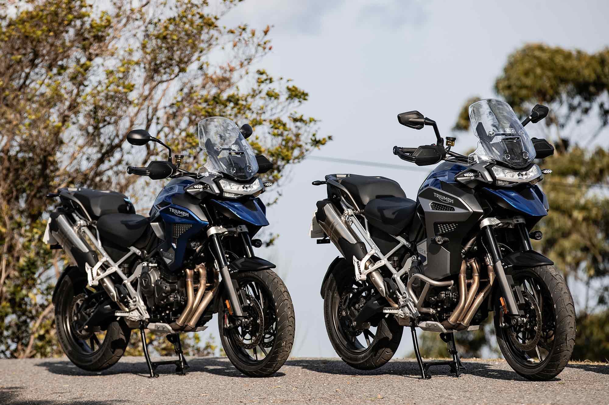 Triumph’s Tiger 1200 GT models are the more road-focused models in the range, with cast wheels and 7.9 inches of wheel travel.