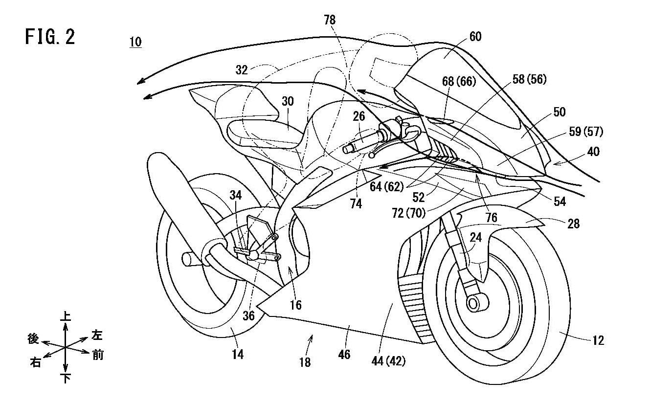 Honda patent drawing shows a new aero and front fairing that may find its way to the CBR1000RR-R Fireblade SP.
