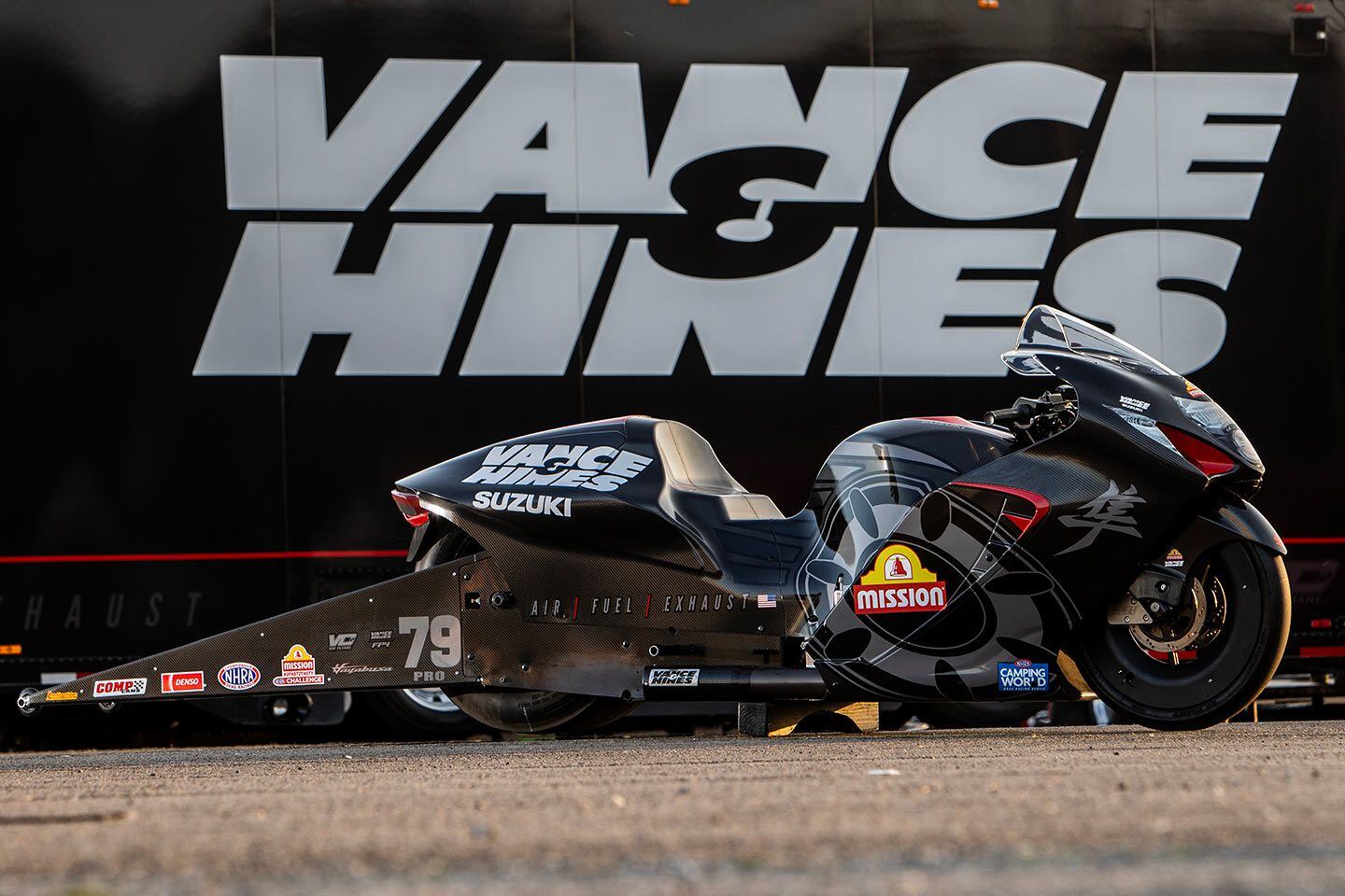 Vance & Hines’ Gen III Hayabusa NHRA Pro Stock drag bike.