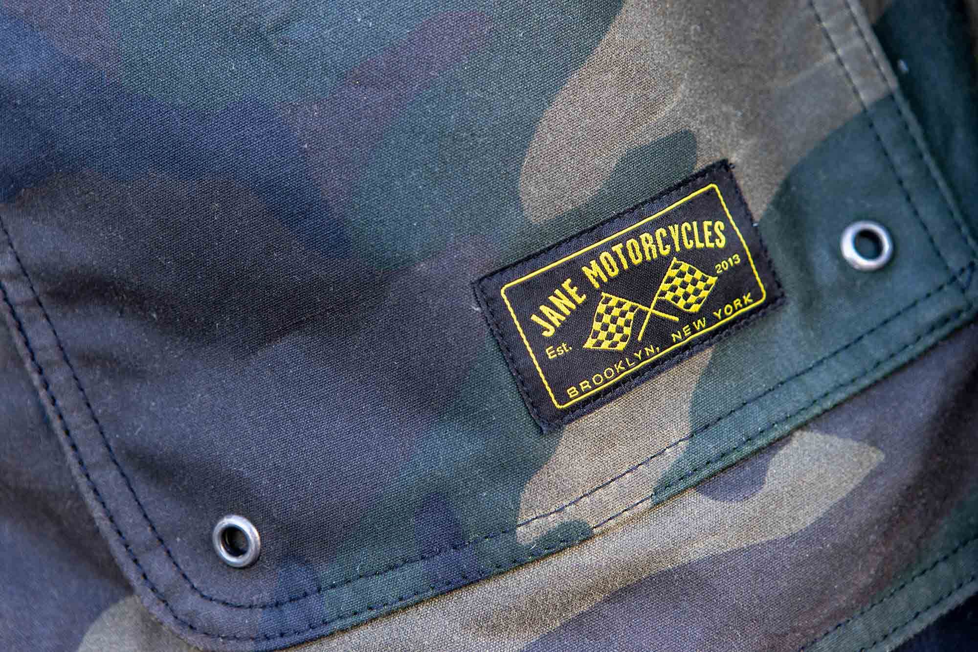 A small patch in the right pocket points to the origin of the Driggs jacket.