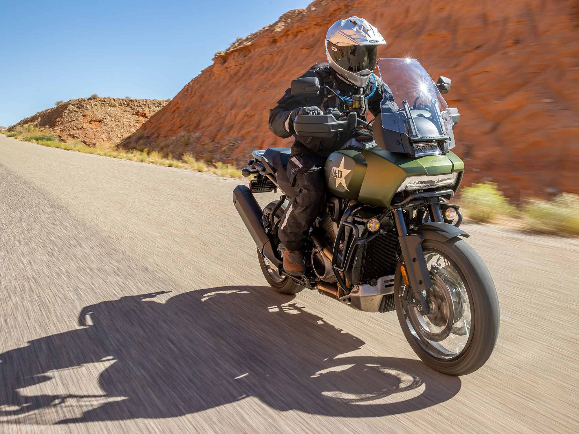 The Pan America has the most comfortable seat, and an excellent riding position, but we don’t love the windscreen-adjustment lever.