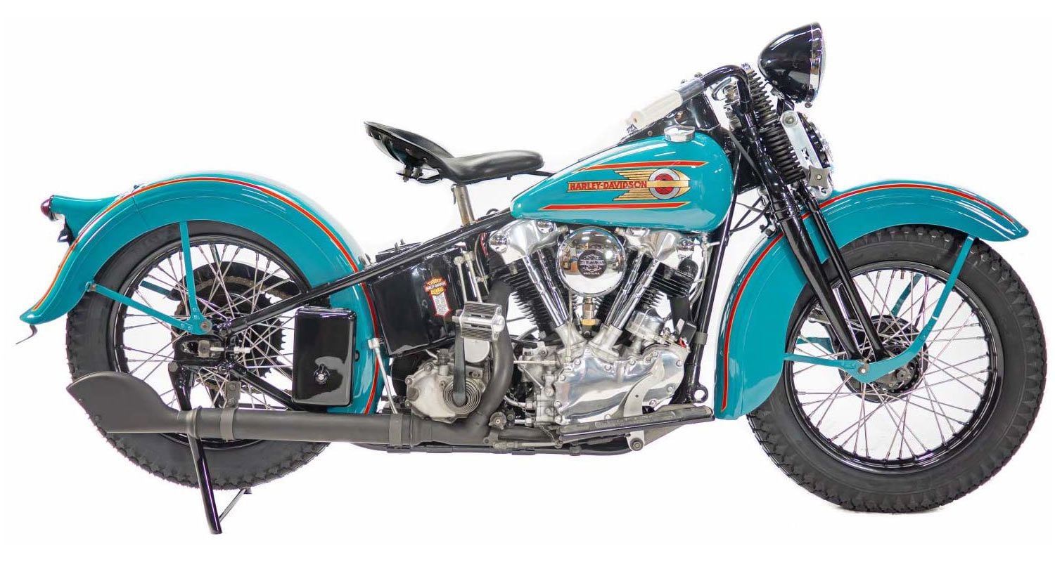 This 1937 H-D Knucklehead is the 20th and rarest bike ever raffled by Dale’s Wheels Through Time Museum.