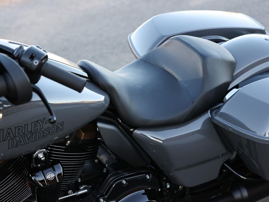 Both the Road Glide ST and Street Glide ST come equipped with a solo saddle and no passenger pegs—you’re on this ride alone.