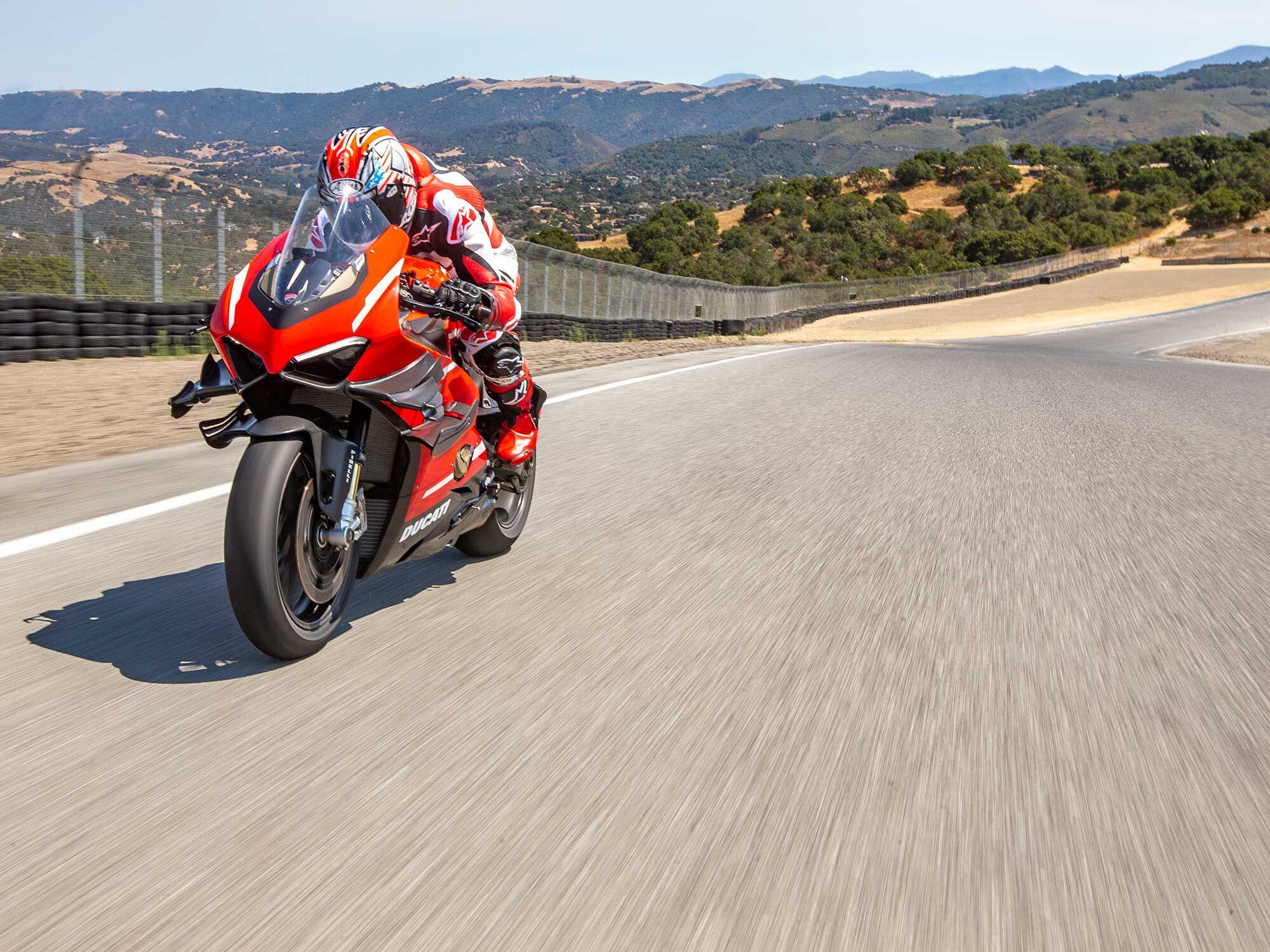 Laguna Seca’s dramatic elevation changes and challenging layout is a true test of the Superleggera’s performance and rideability.