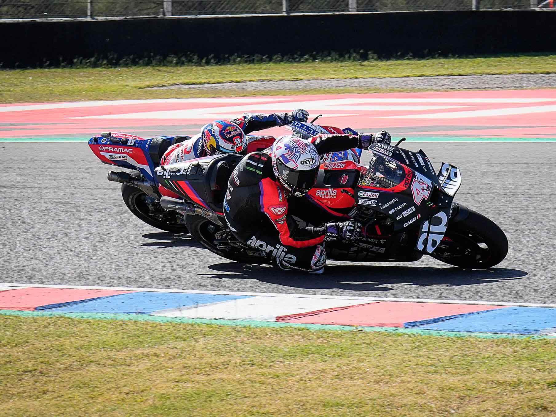 Espargaro’s daring pass of Pramac-Ducati’s Jorge Martín on turn 5 in the 18th lap secured his place at the top of the podium.