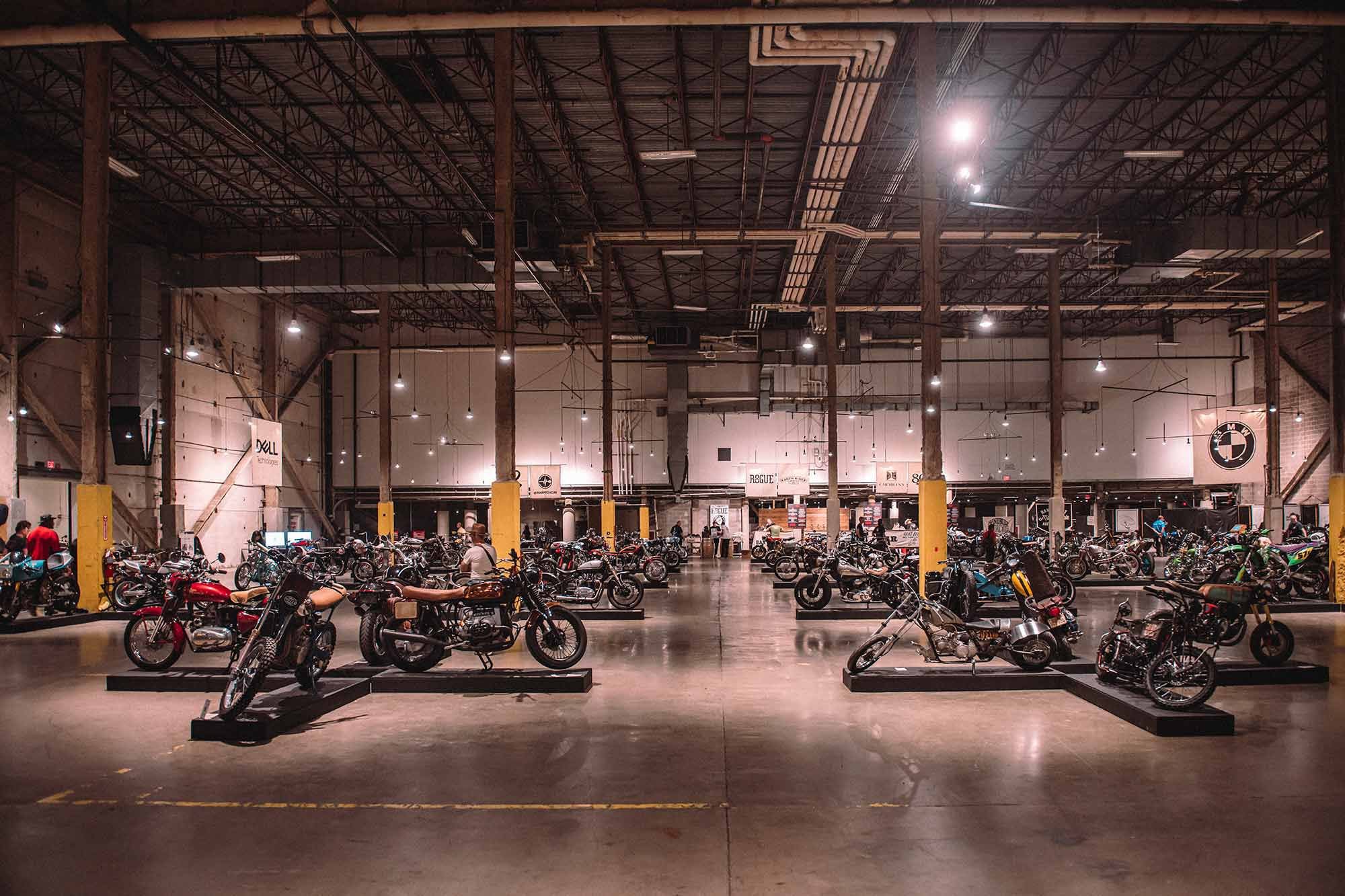 The calm before the show, after the bikes have been loaded in but before the doors are open.