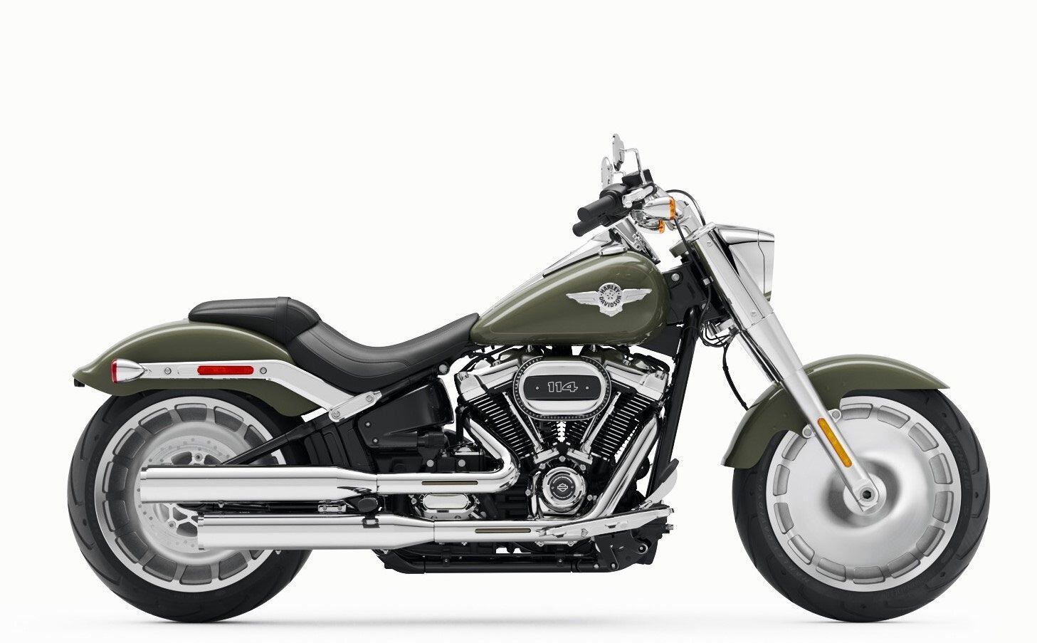 You can get your 2021 Fat Boy 114 in Deadwood Green as well, but there’s no 107 engine option this year.
