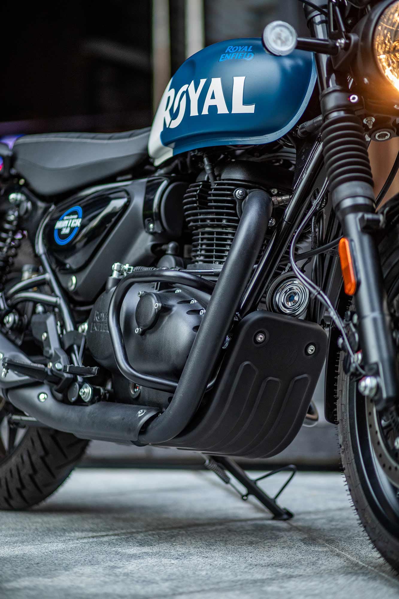 The Royal Enfield Hunter in Royal Blue.