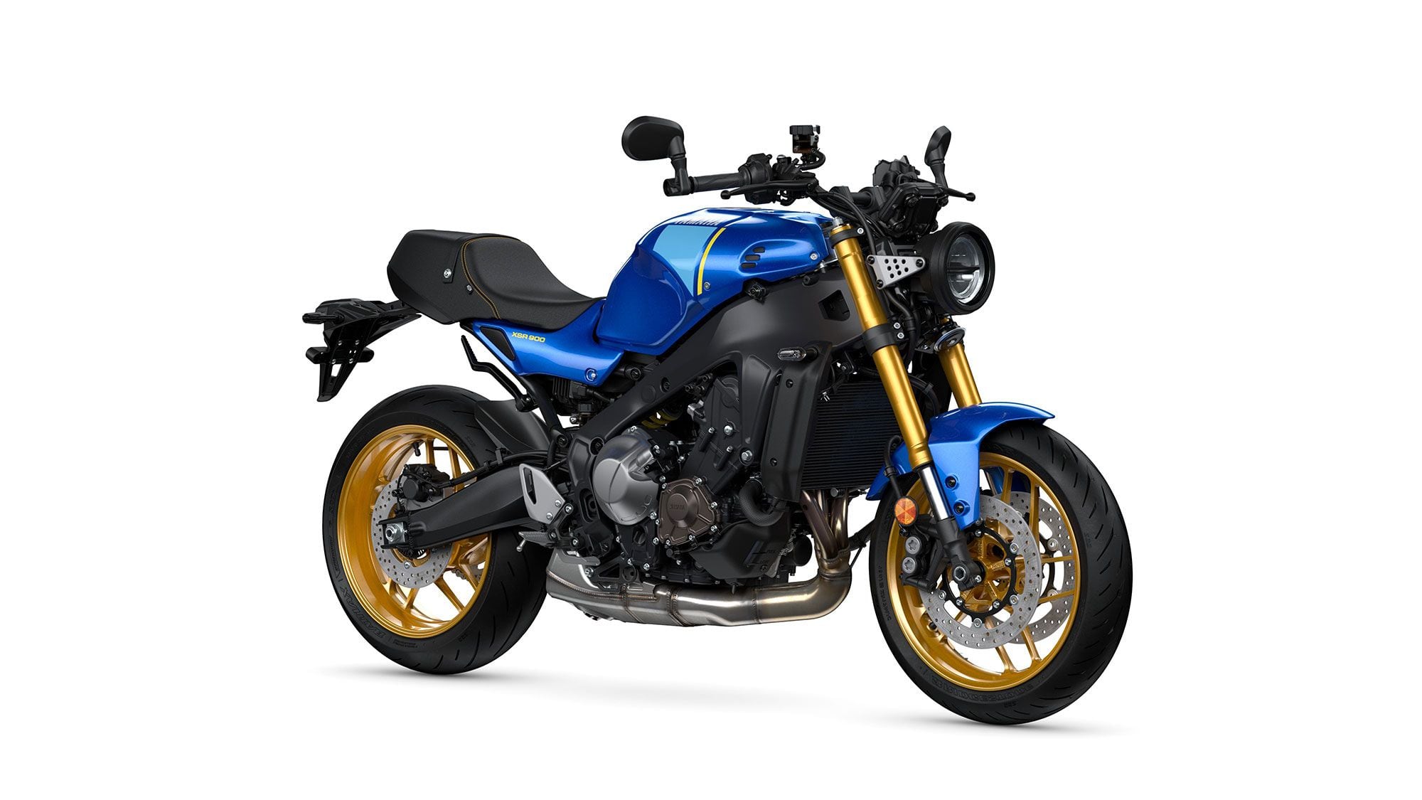 The MT-09’s 889cc CP3 engine and cast alloy frame is swapped into the new bike, but there’s also a new, longer swingarm bolted on.