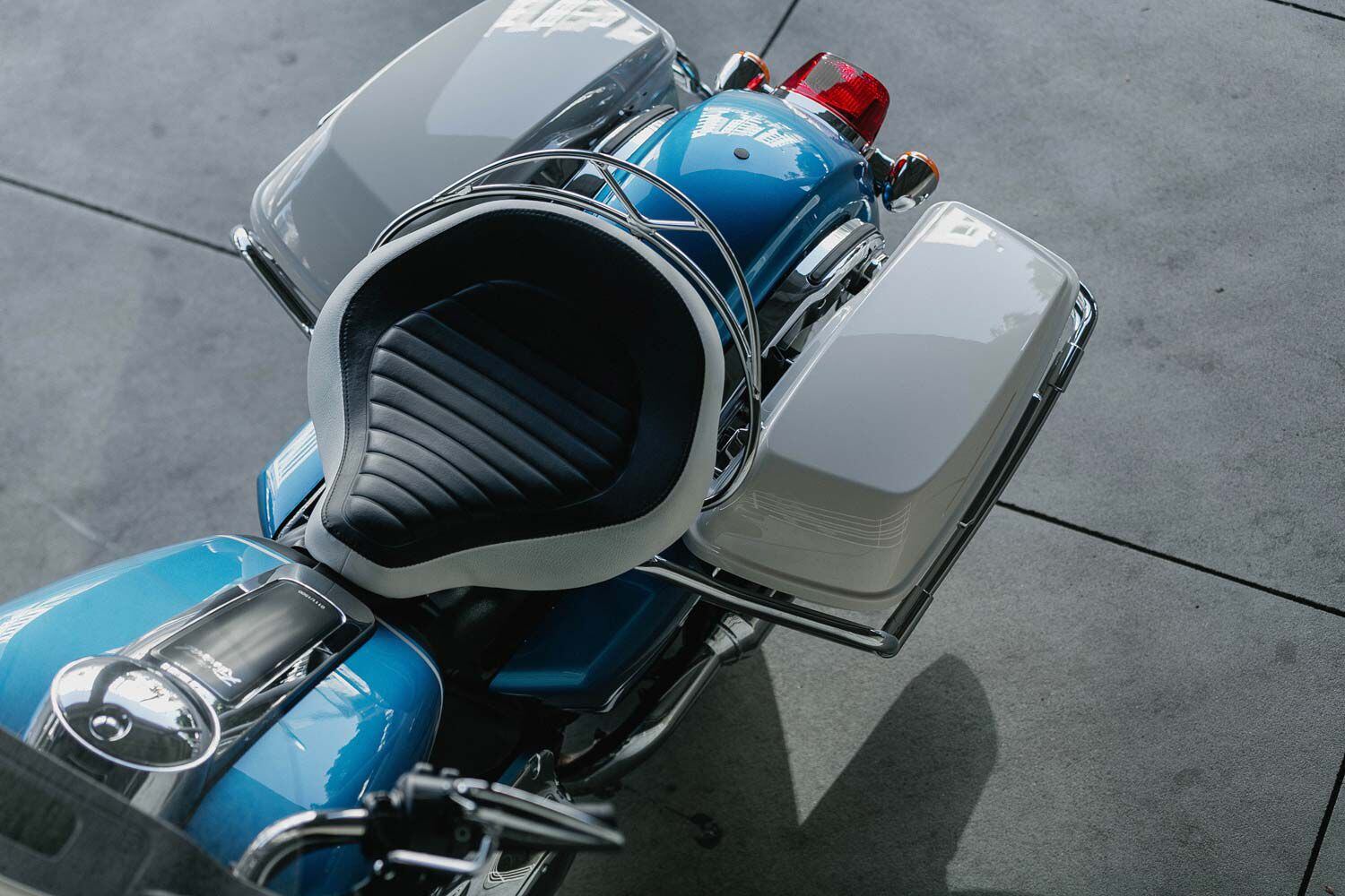 With a black-and-white cover and chrome railing, the saddle looks as good as it performs.