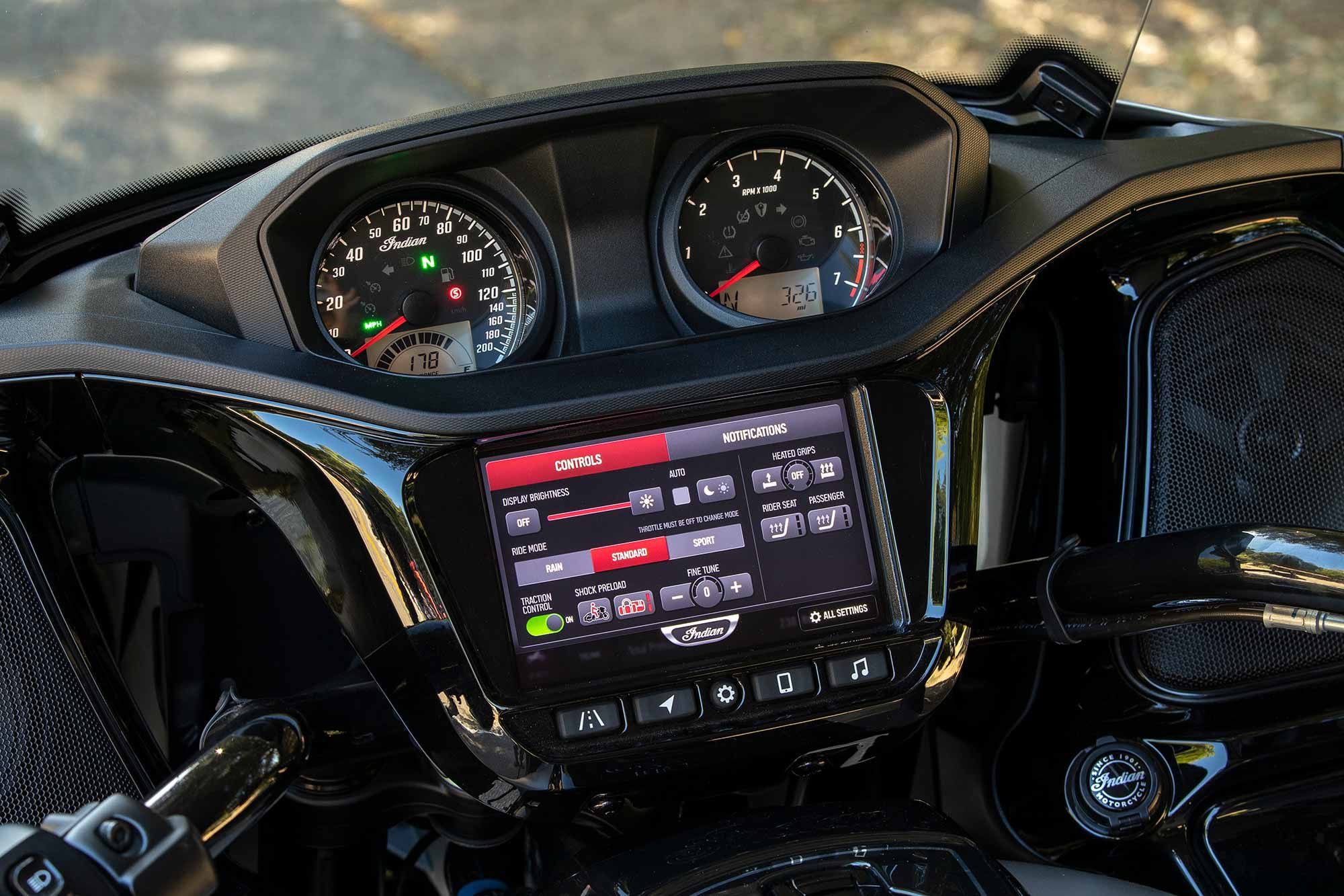 Electronic suspension can be adjusted through the Pursuit’s Ride Command system.