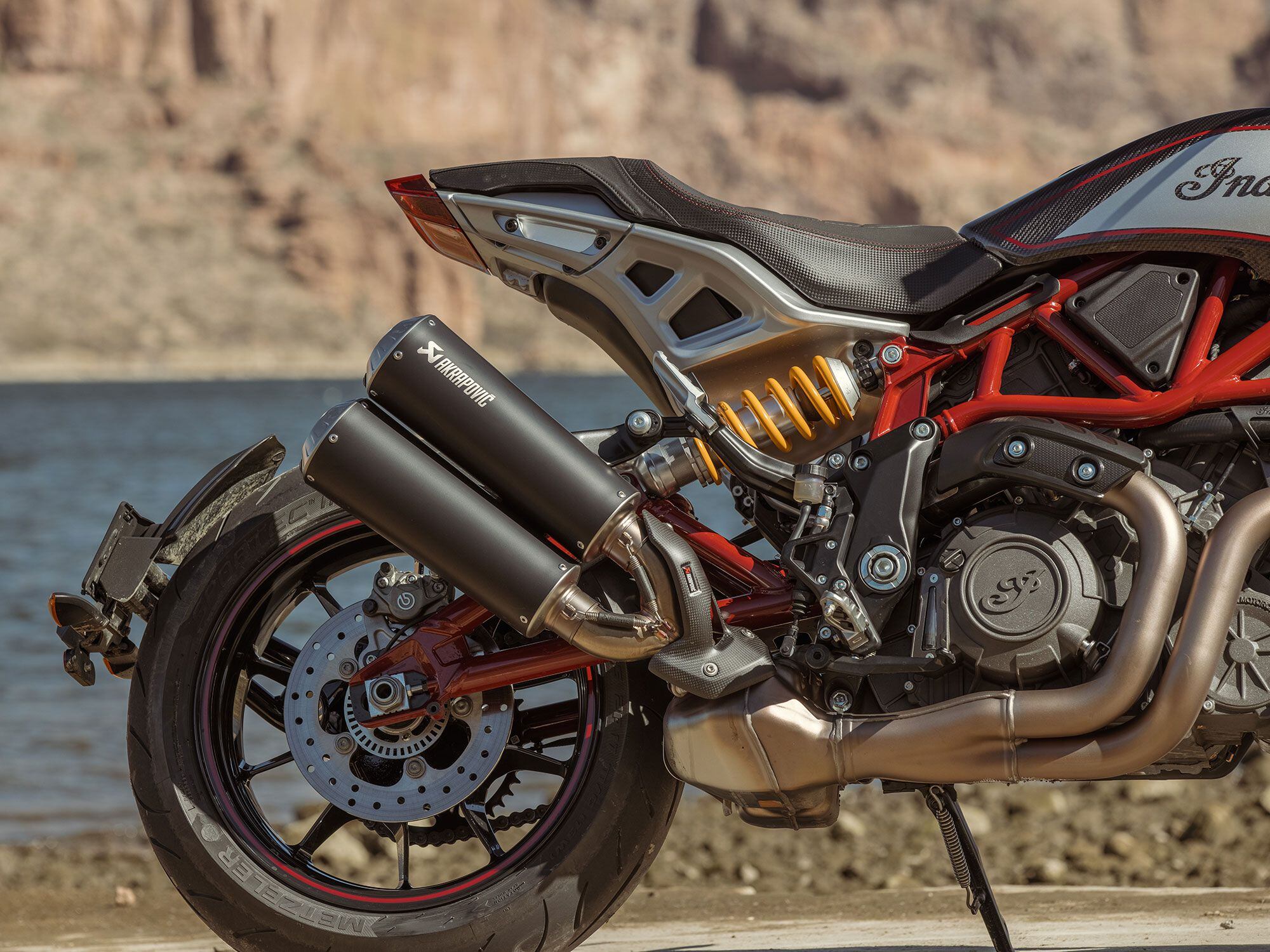 A highlight of the FTR S and R Carbon? It’s hard to deny the appeal of the Akrapovič exhaust.