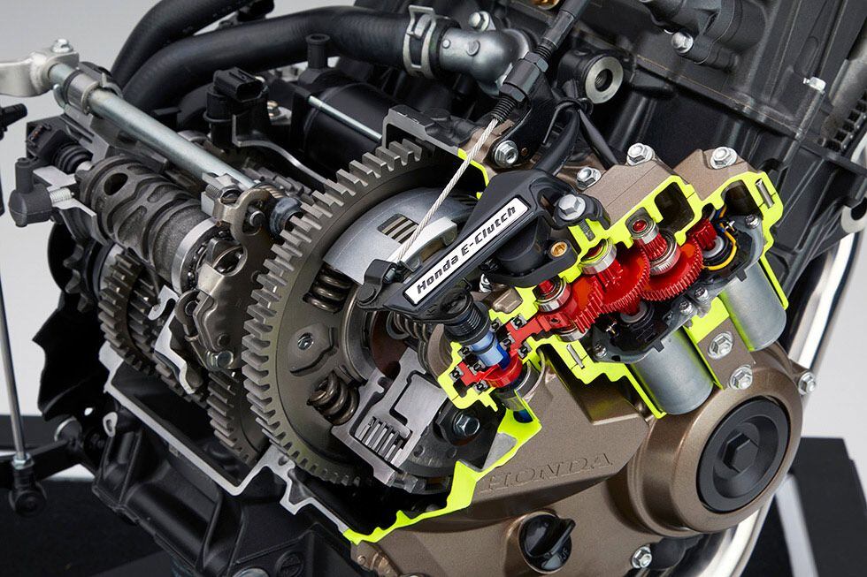 Honda’s E-Clutch automates the operation of the clutch. The rider can change the function from automatic to manual with a press of a button.