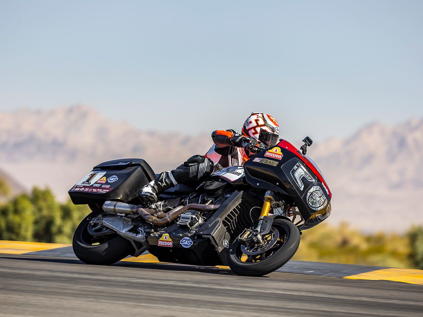 First laps aboard the King of the Baggers–prepped Indian Challenger at Chuckwalla Valley Raceway. It’s like nothing you’ve ridden before, but not as intimidating as you might think.