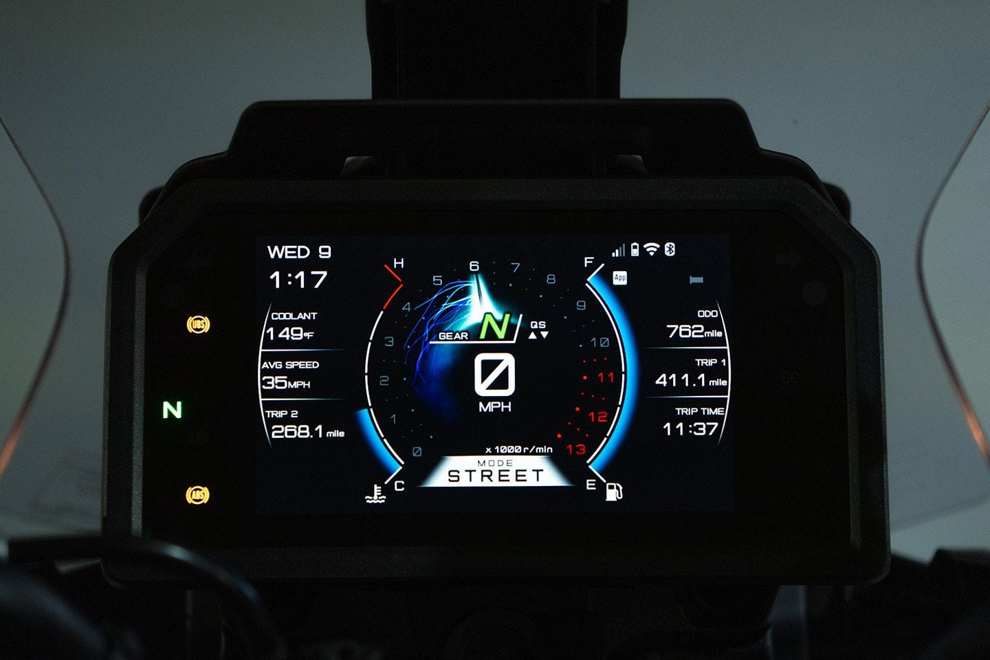 Maybe a bit on the kitschy side, but we thought this display option with the lightning bolts tach was fun.