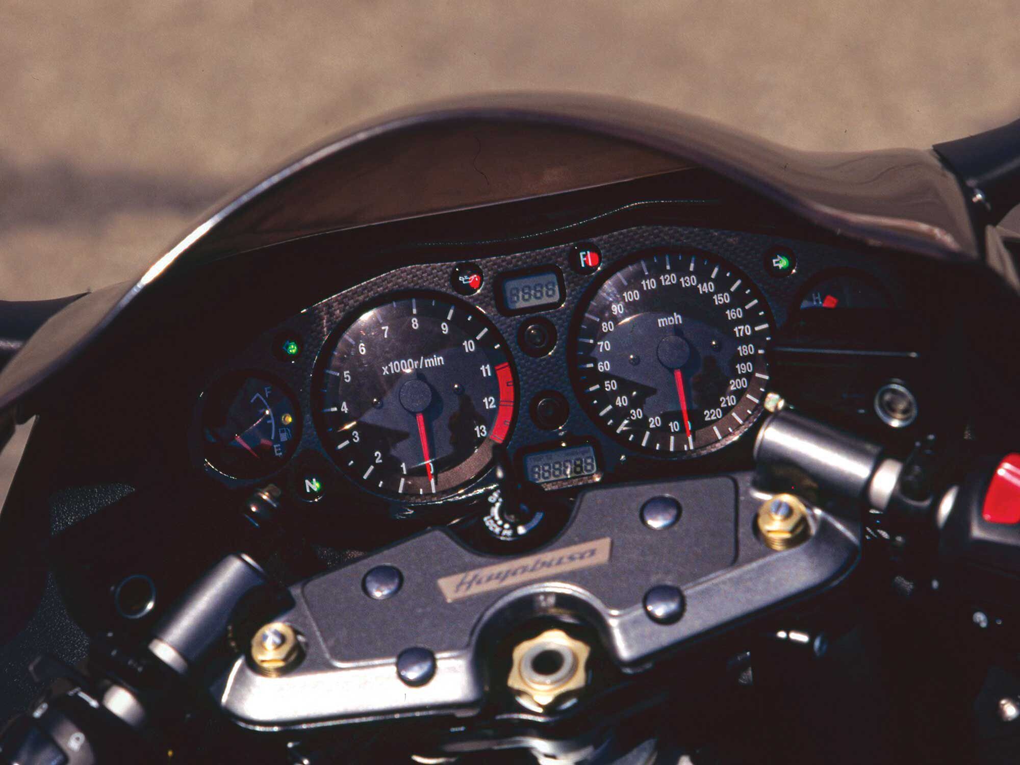 The gauge that counts is on the right: a 220 mph speedometer.