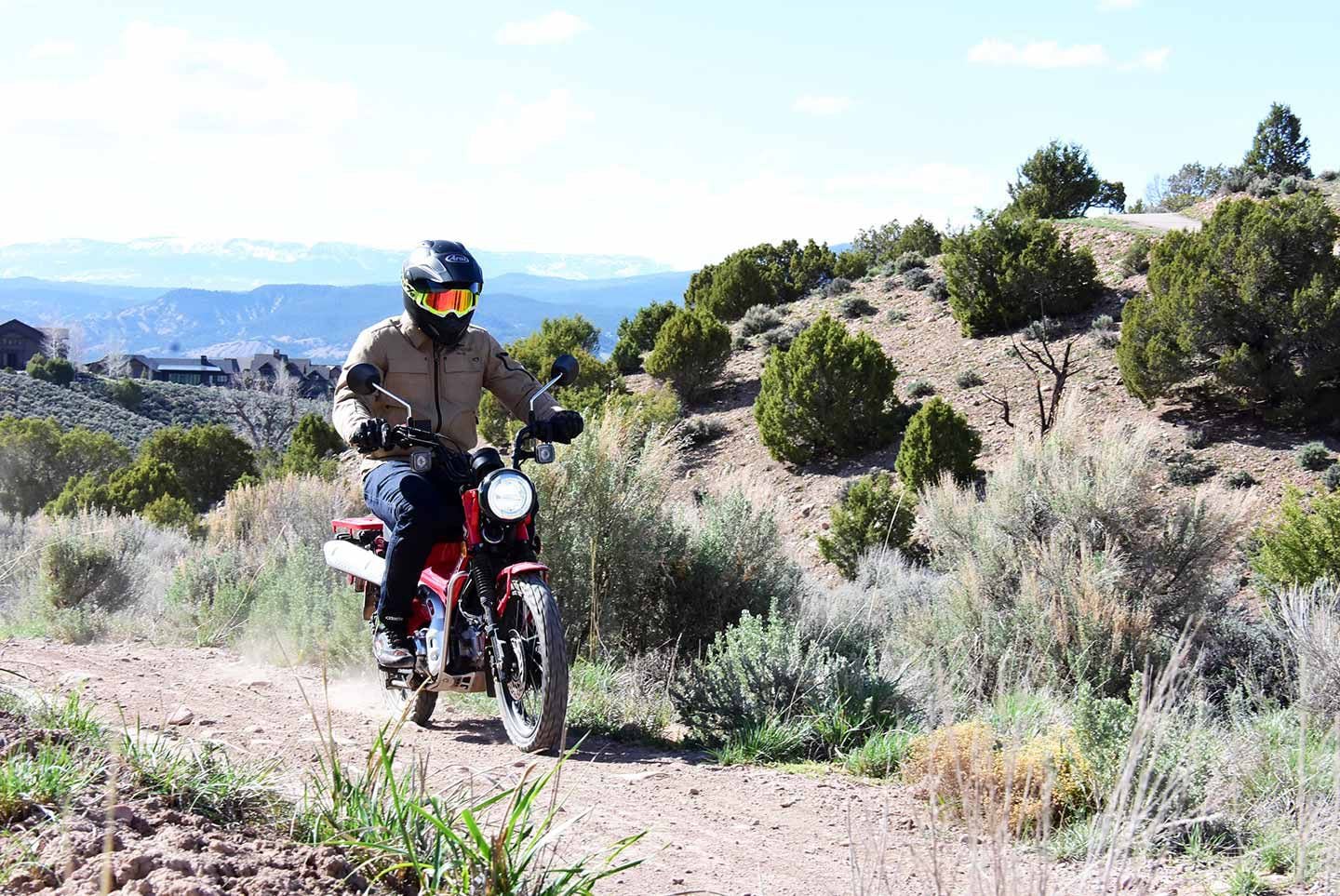 Dirt roads and double-track are where the Trail125 is the most happy off-road.