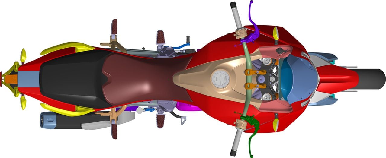 A top view of the new ADV bike shows a wide tank cover that merges into the front fairing.