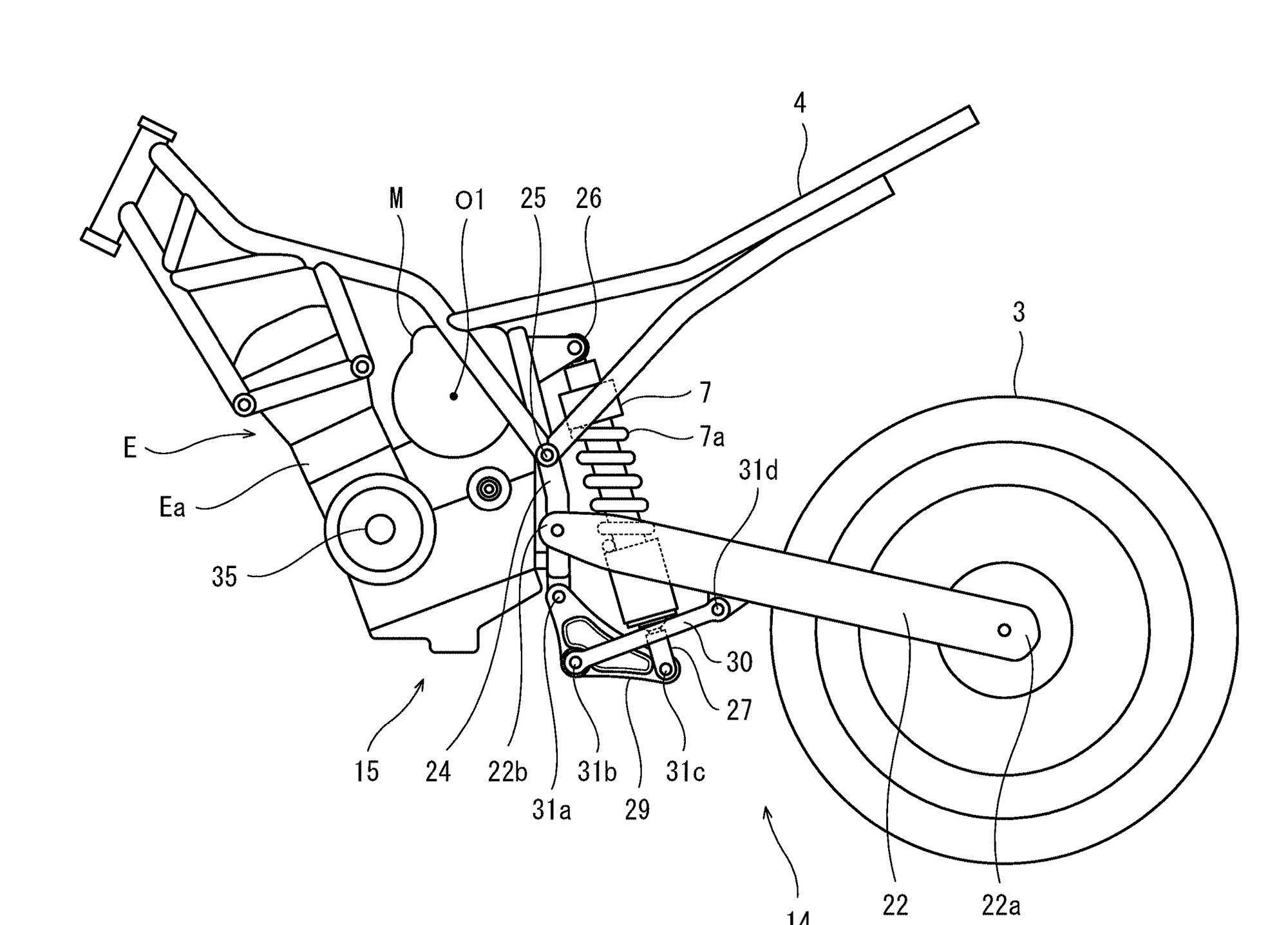 Another problem: Kawasaki’s hybrid system places the electric motor atop the transmission, where the upper rear suspension mount usually resides.