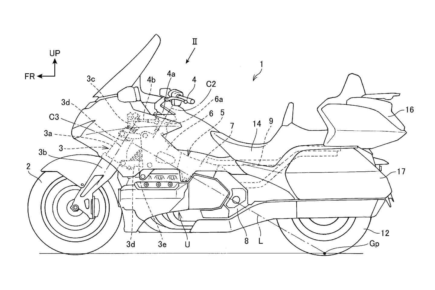 The steering actuator is located at or near the steering head.