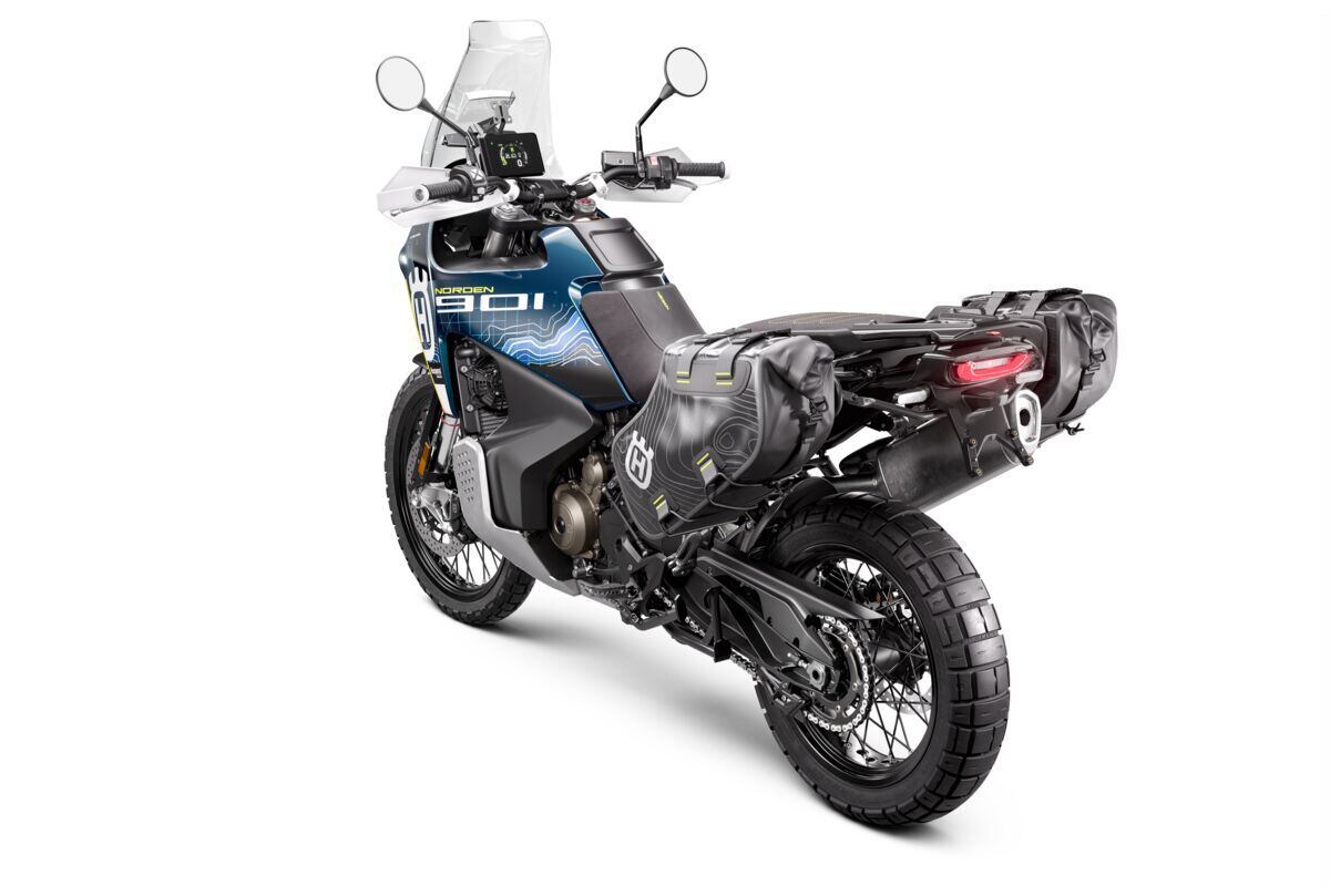 Rear view of the 2023 Husqvarna Norden 901 Expedition.