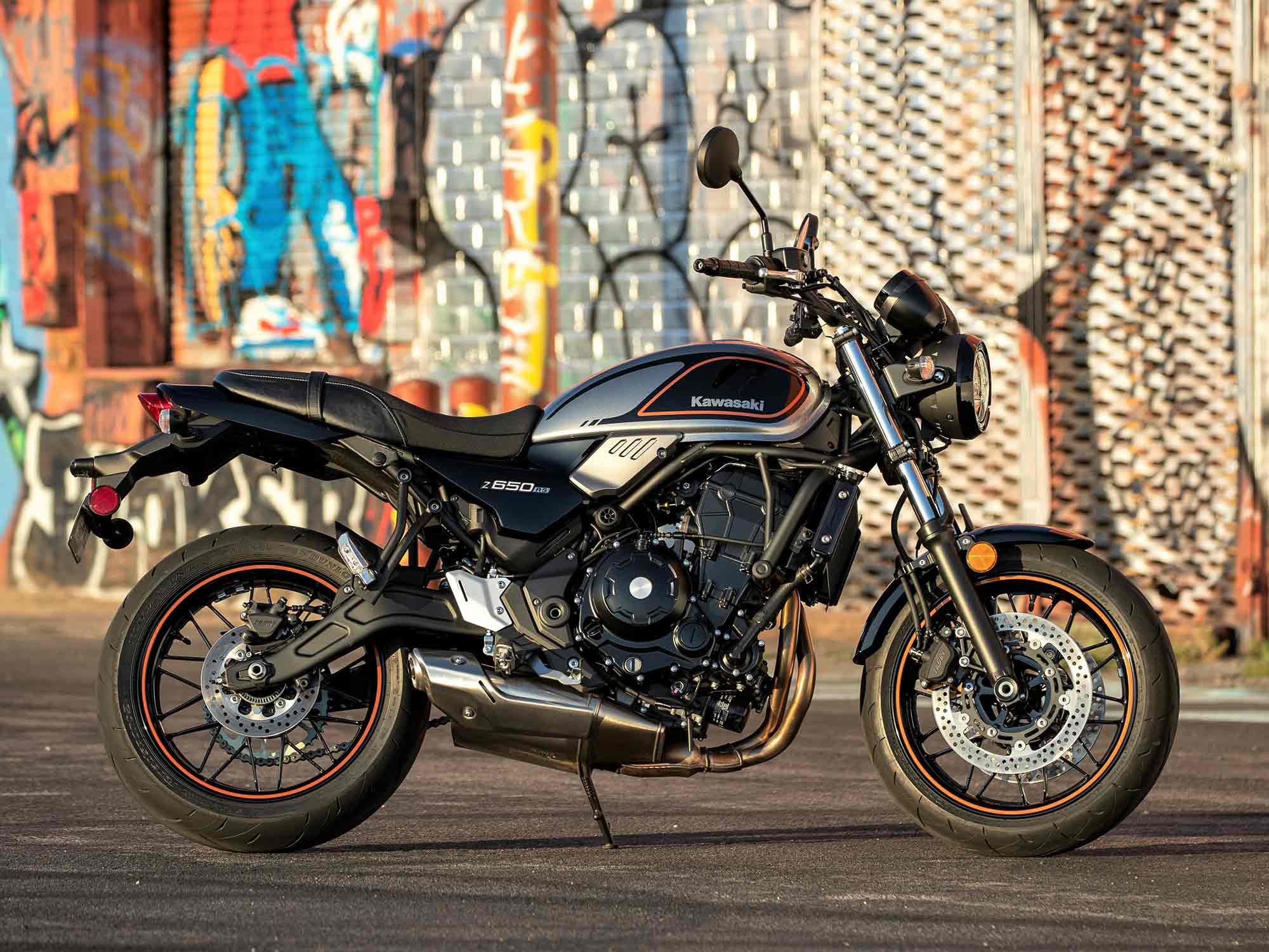 The Z650RS is banking on its punchy but nonintimidating engine, relaxed ergos, and sharp 1970s vintage styling.