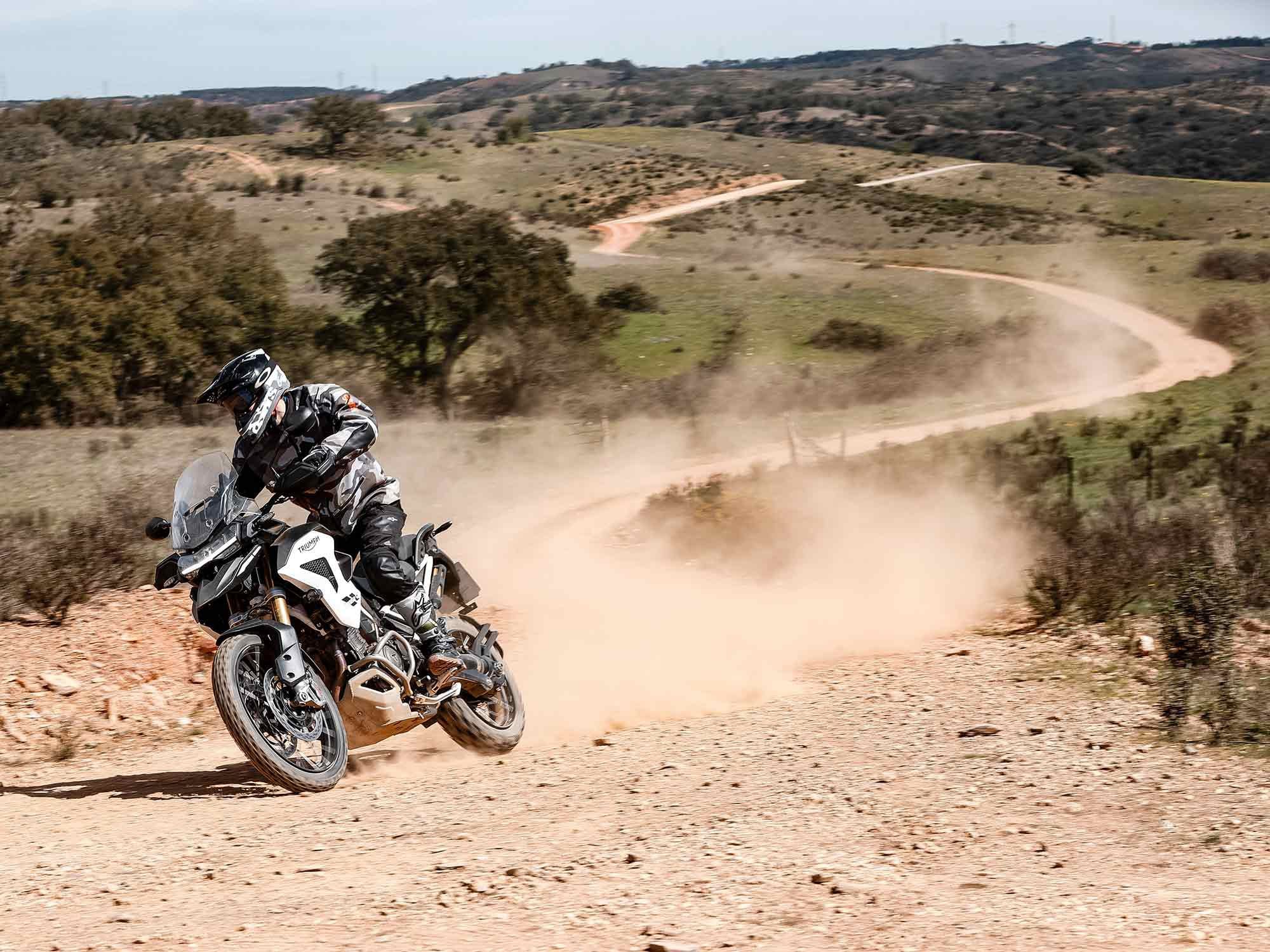 Carrying speed in the dirt is much easier on the Tiger 1200 than before.