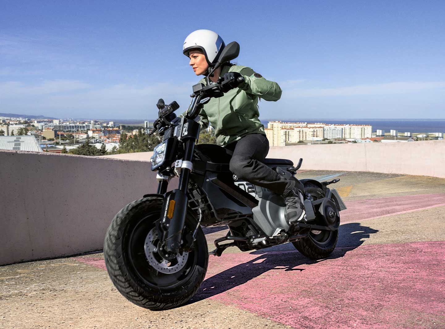BMW’s latest electric scooter is the minimal urban-flavored 2024 CE 02, shown here in base form.