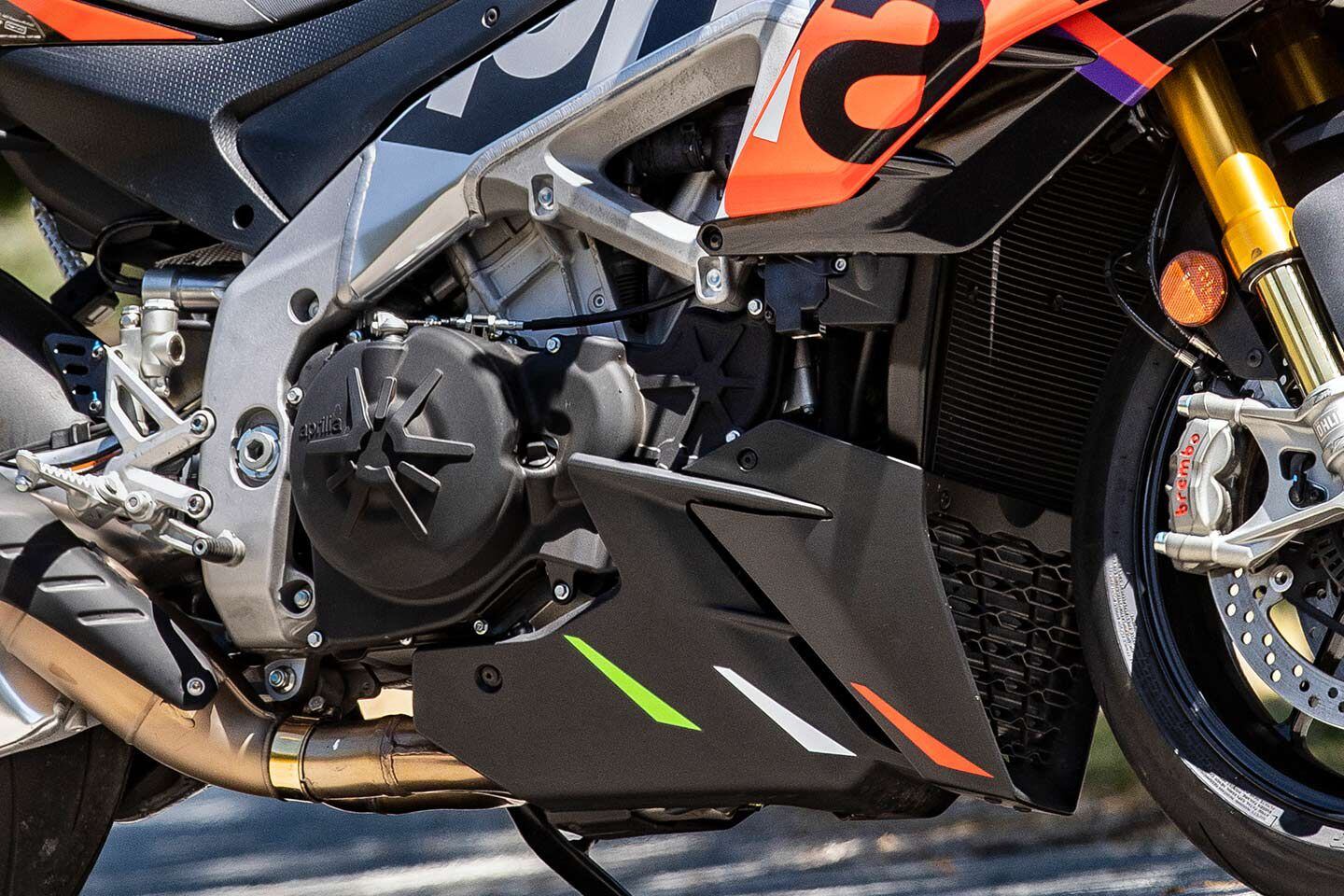 Aprilia’s 1,077cc 65-degree V-4.