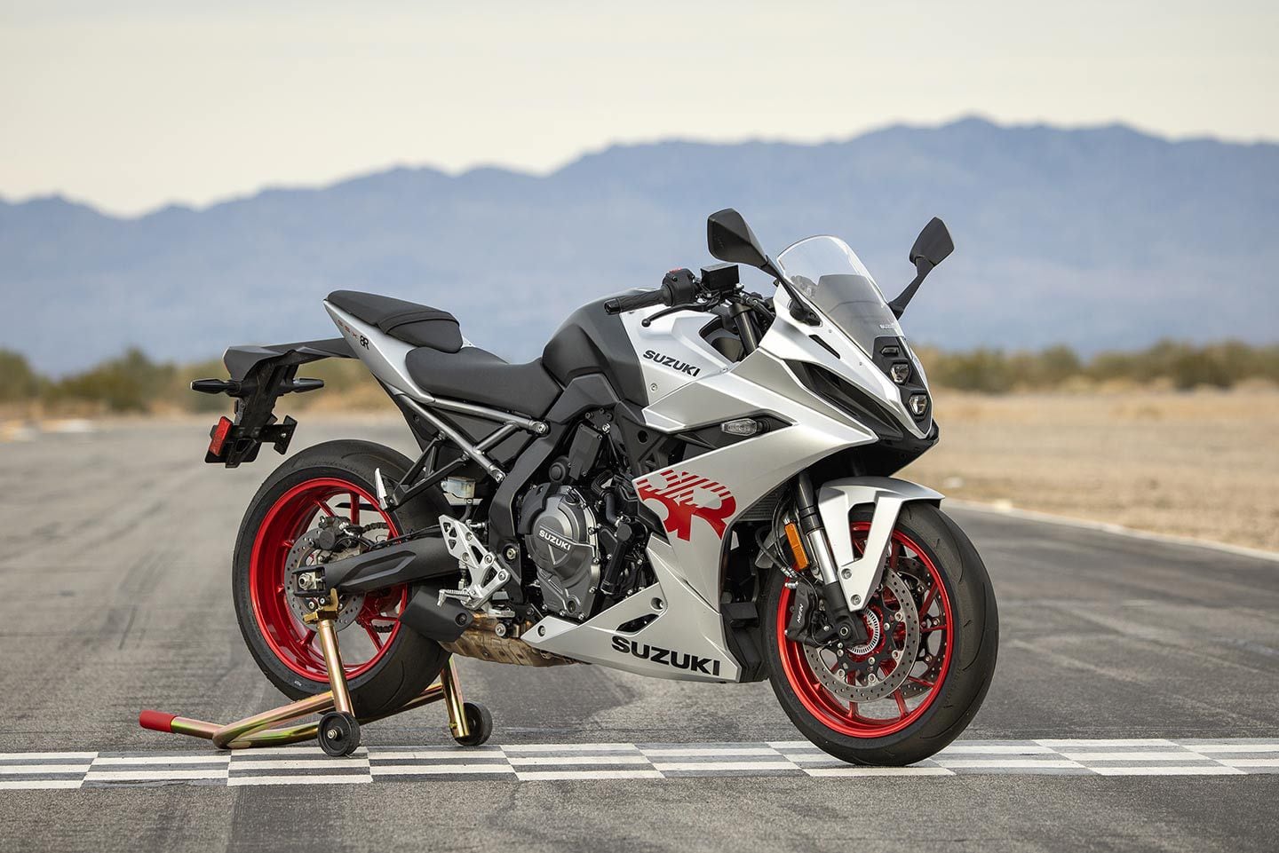 2024 Suzuki GSX-8R in silver.