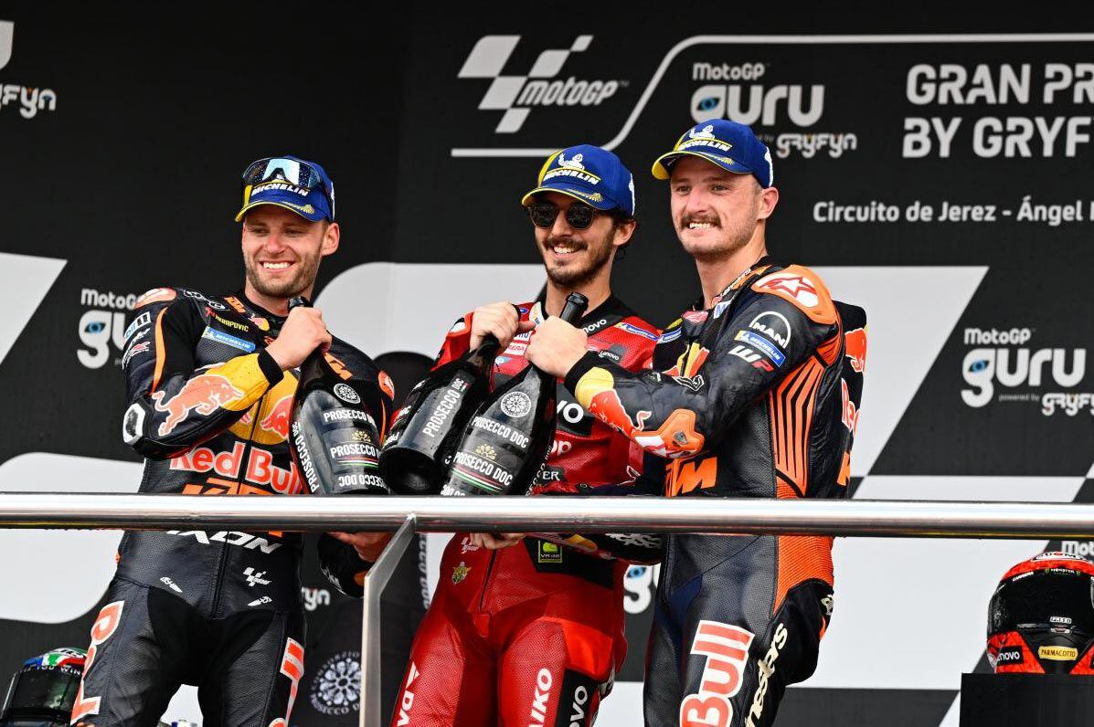 KTM’s Miller joined teammate Binder and Ducati’s Pecco Bagnaia on the podium both Saturday and Sunday. KTM has truly arrived.