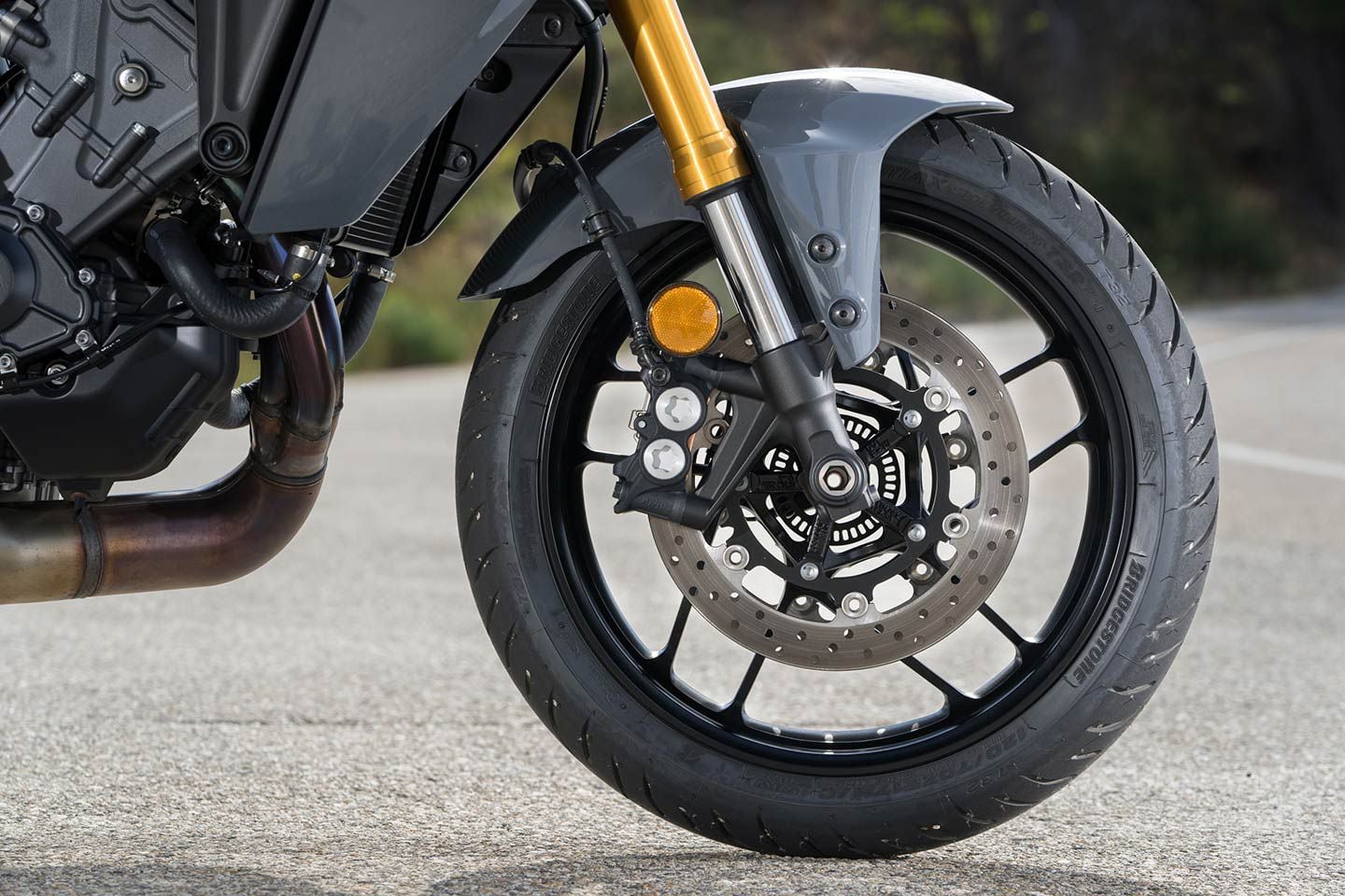 KYB semi-active suspension is also connected to the two new radar features to keep the front end from diving under braking when the cruise control or  the Unified Brake System intervene.