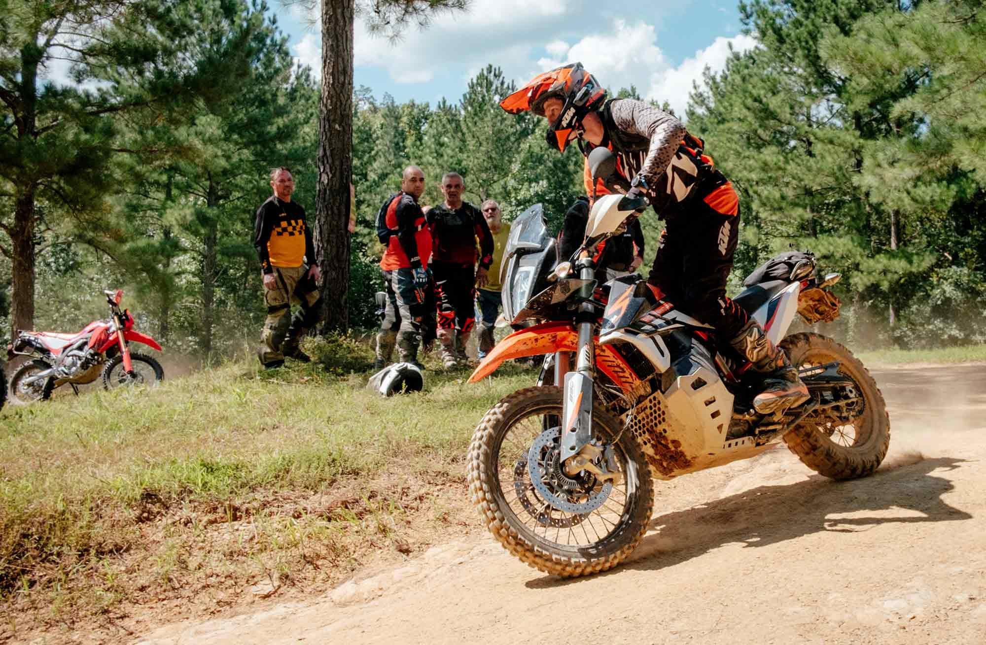 Here Birch demonstrates choosing the correct line by looking where you want to be. He stressed that this skill can save lives during real-world off-roading, on trails, and on pavement.