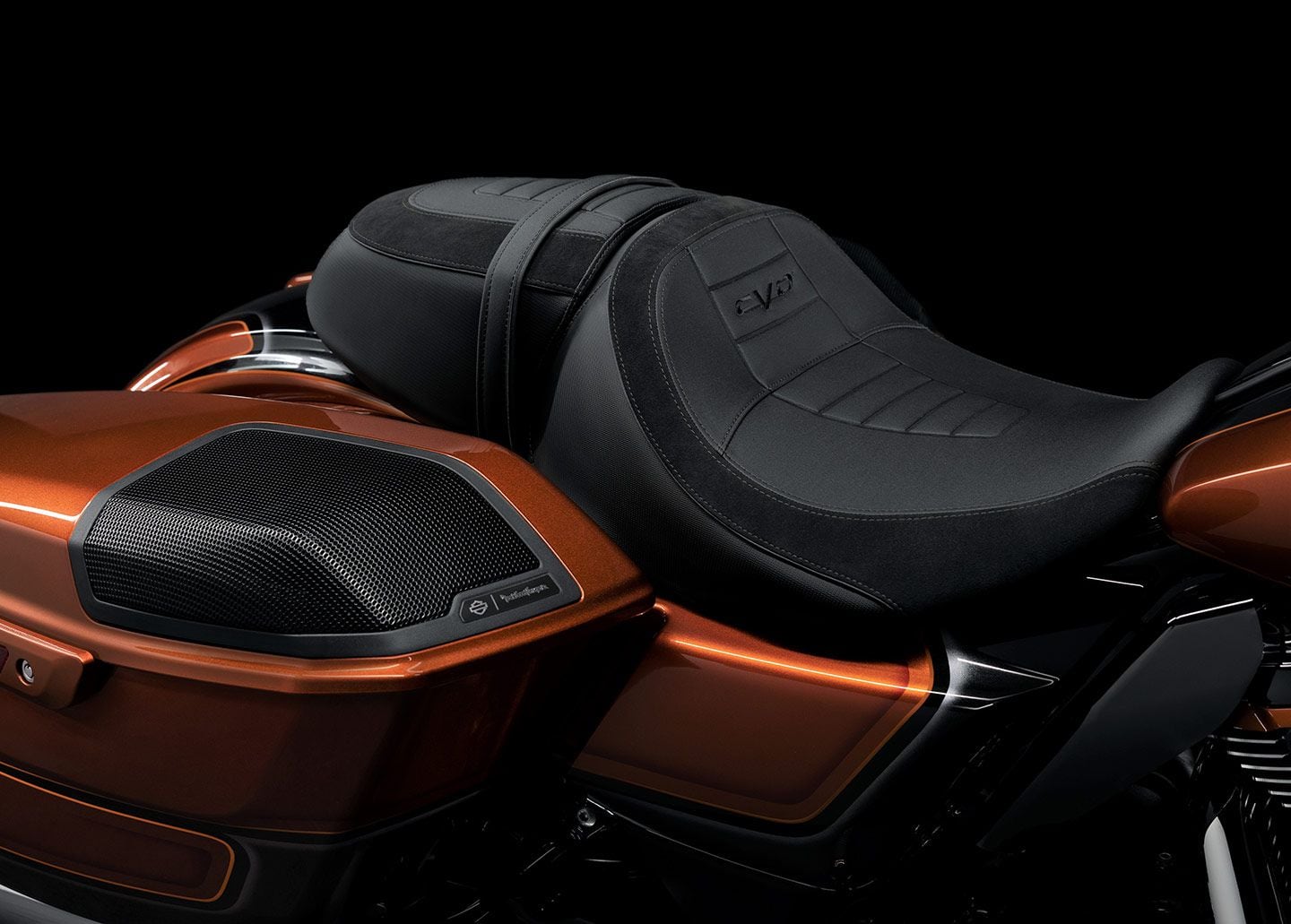 Improved ergonomics include a redesigned seat for both models, set at 28 inches off the ground. The new saddlebags appear more compact, but actually have slightly more volume for speakers and cargo.
